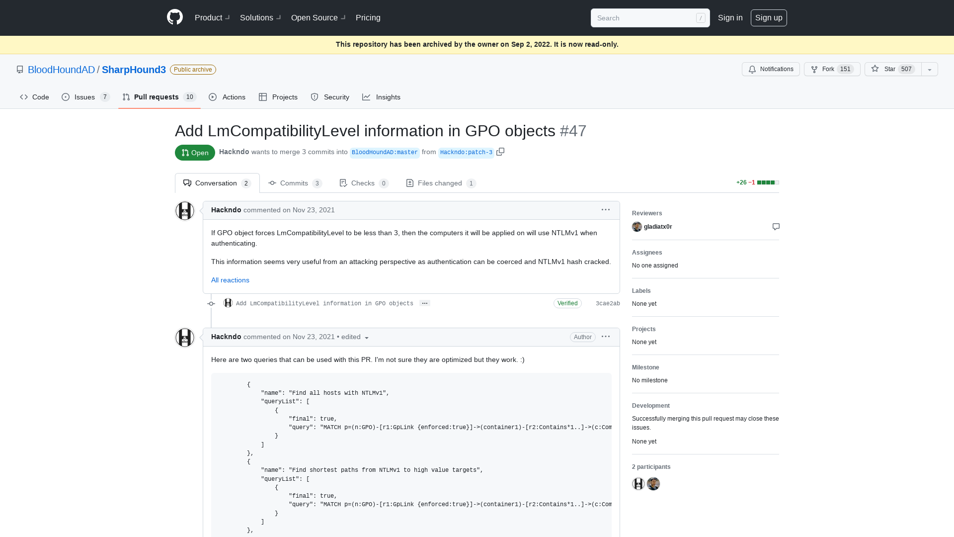 Add LmCompatibilityLevel information in GPO objects by Hackndo · Pull Request #47 · BloodHoundAD/SharpHound3 · GitHub