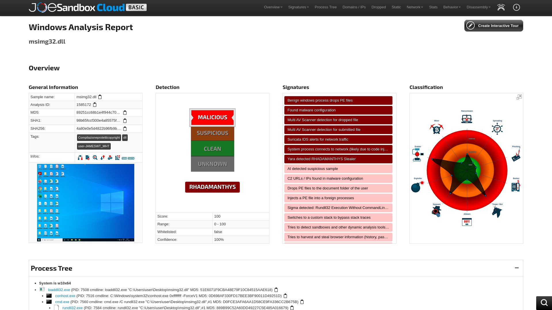 Automated Malware Analysis Report for msimg32.dll - Generated by Joe Sandbox