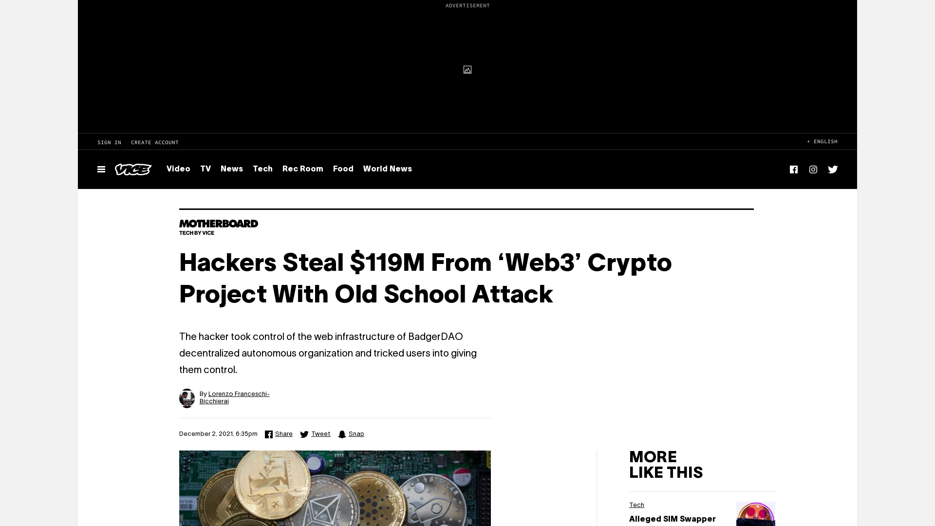 Hackers Steal $119M From ‘Web3’ Crypto Project With Old School Attack