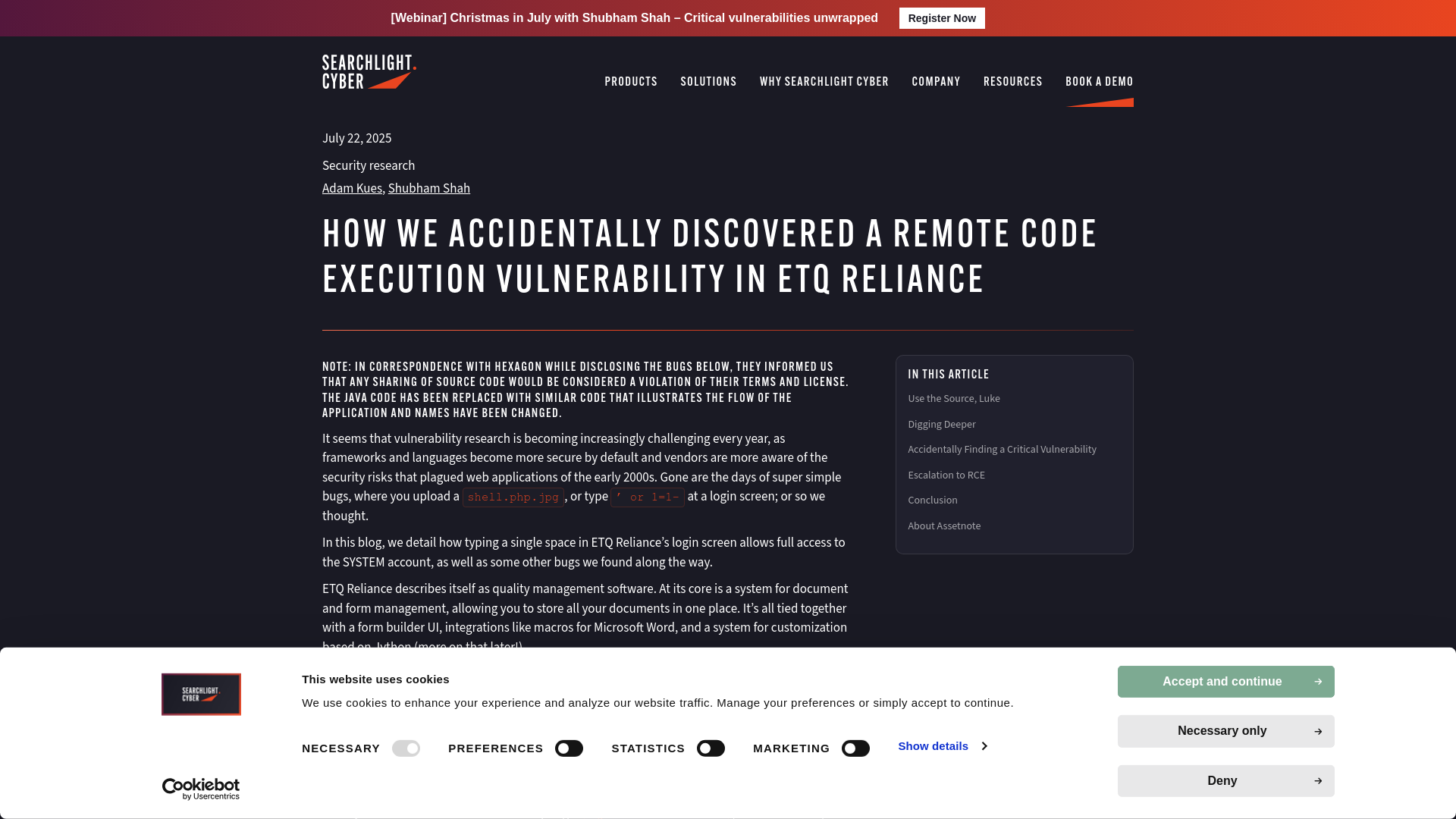 How We Accidentally Discovered a Remote Code Execution Vulnerability in ETQ Reliance › Searchlight Cyber