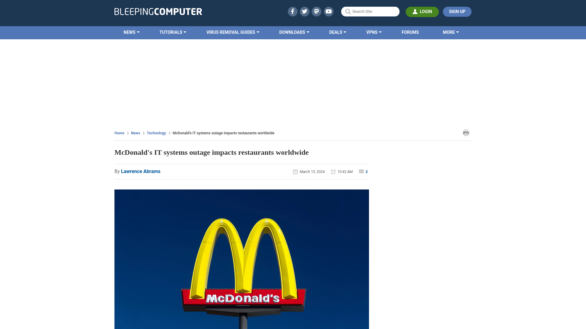 McDonald's IT systems outage impacts restaurants worldwide