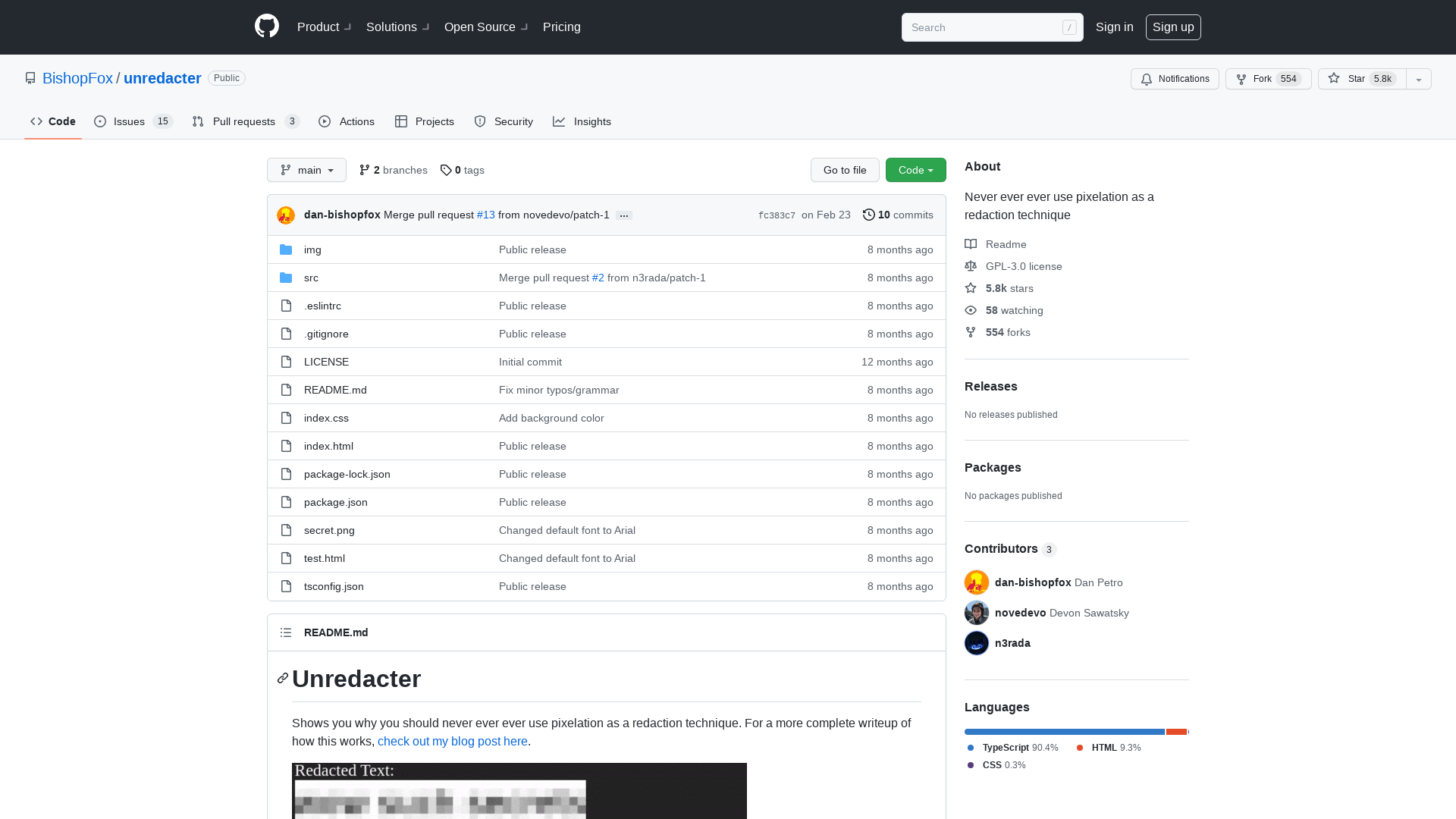 GitHub - BishopFox/unredacter: Never ever ever use pixelation as a redaction technique