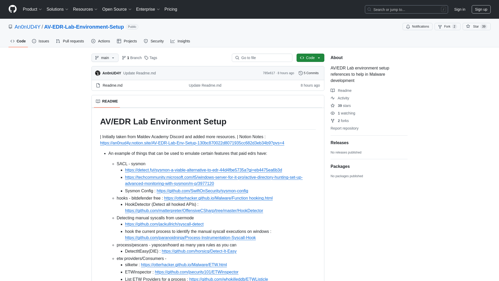 GitHub - An0nUD4Y/AV-EDR-Lab-Environment-Setup: AV/EDR Lab environment setup references to help in Malware development