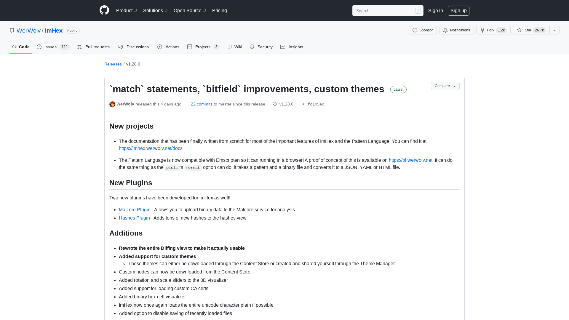 Release `match` statements, `bitfield` improvements, custom themes · WerWolv/ImHex · GitHub