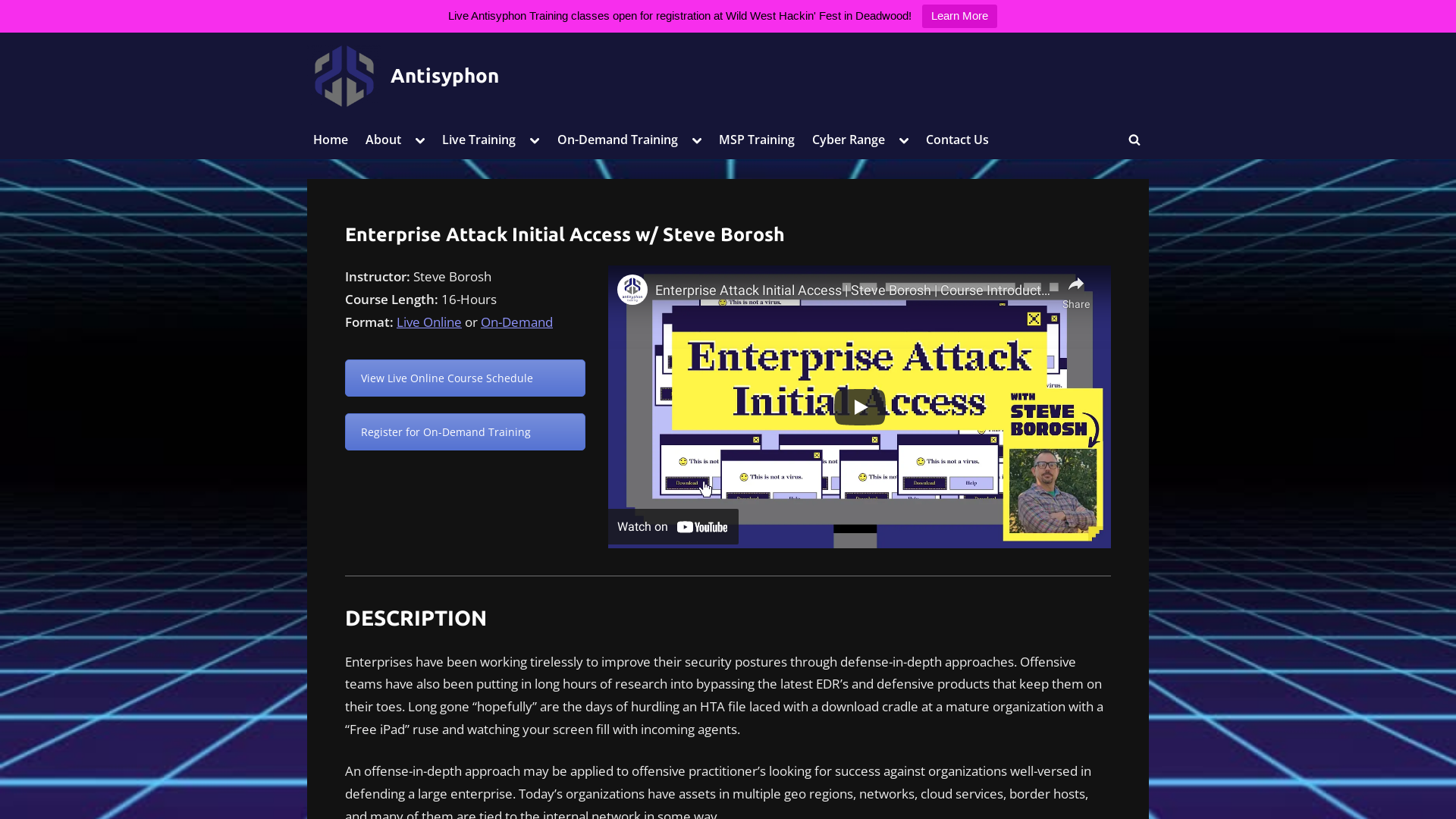 Enterprise Attack Initial Access w/ Steve Borosh - Antisyphon