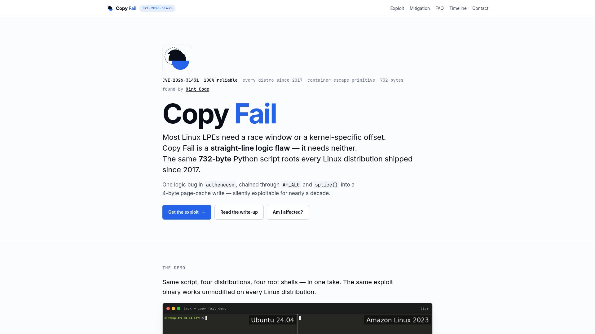 Copy Fail — CVE-2026-31431
