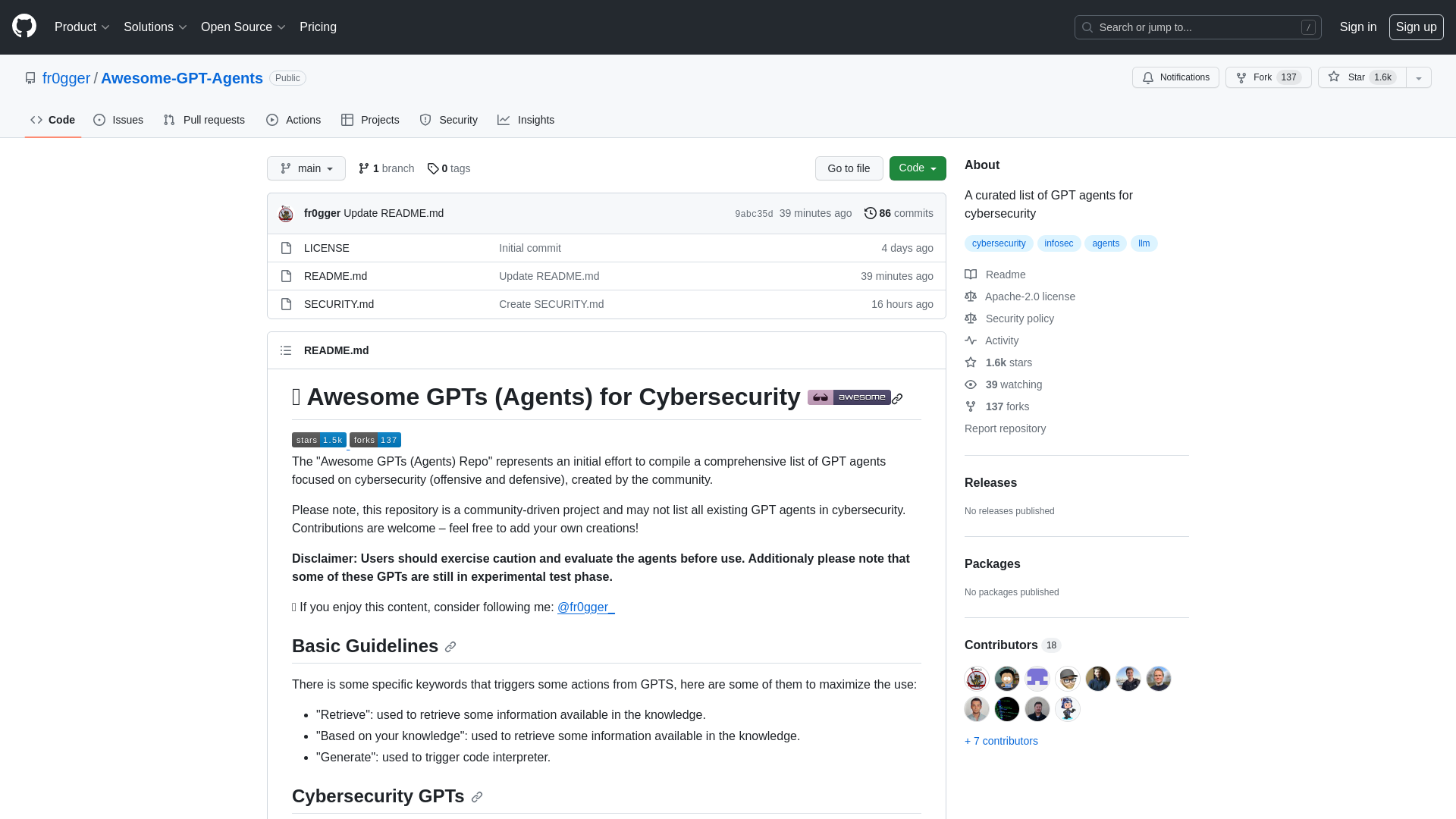 GitHub - fr0gger/Awesome-GPT-Agents: A curated list of GPT agents for cybersecurity