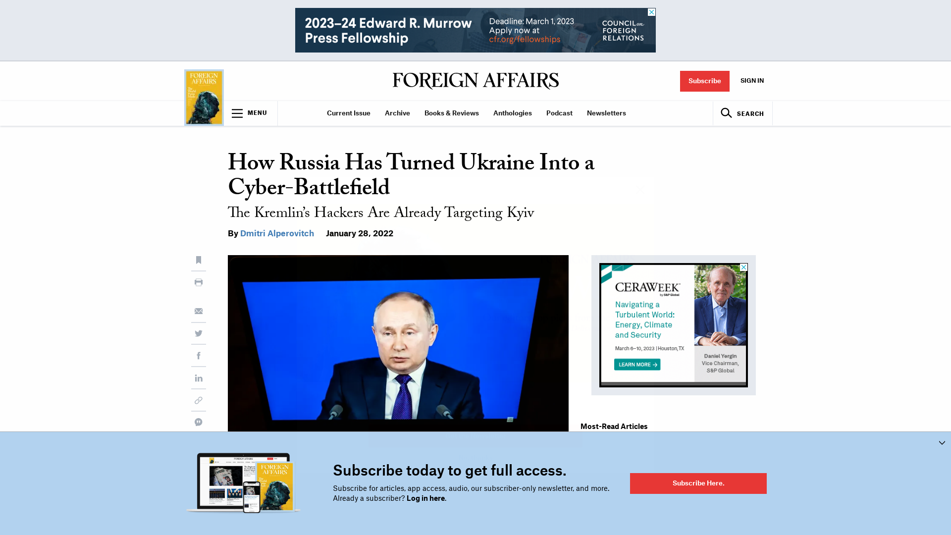 How Russia Has Turned Ukraine Into a Cyber-Battlefield | Foreign Affairs