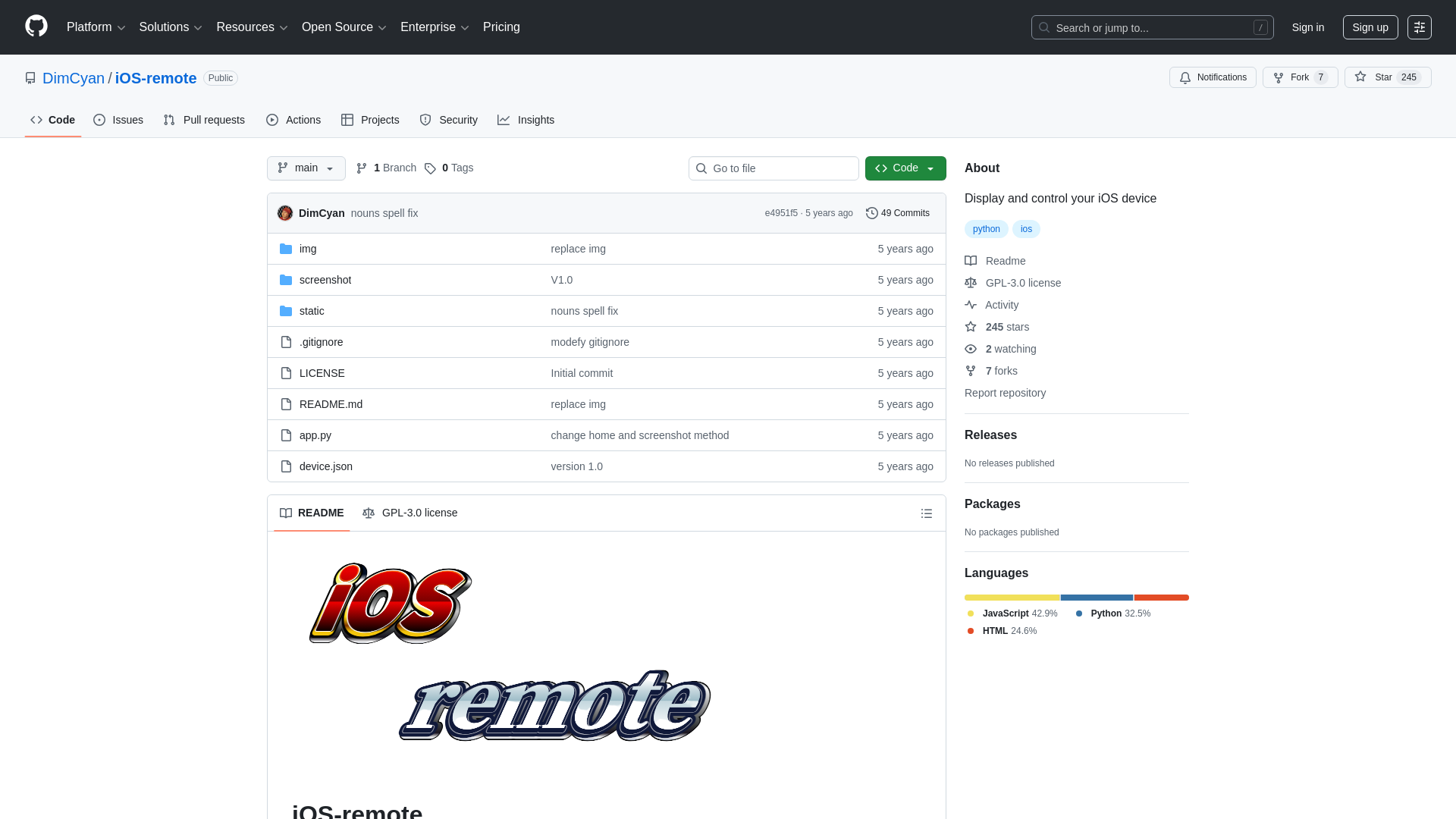 GitHub - DimCyan/iOS-remote: Display and control your iOS device
