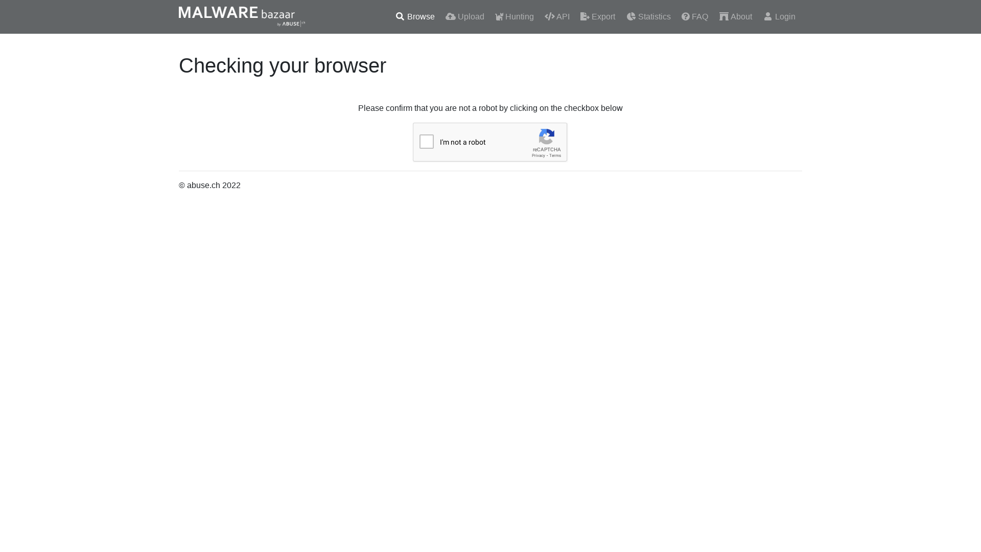 MalwareBazaar | Browse Checking your browser