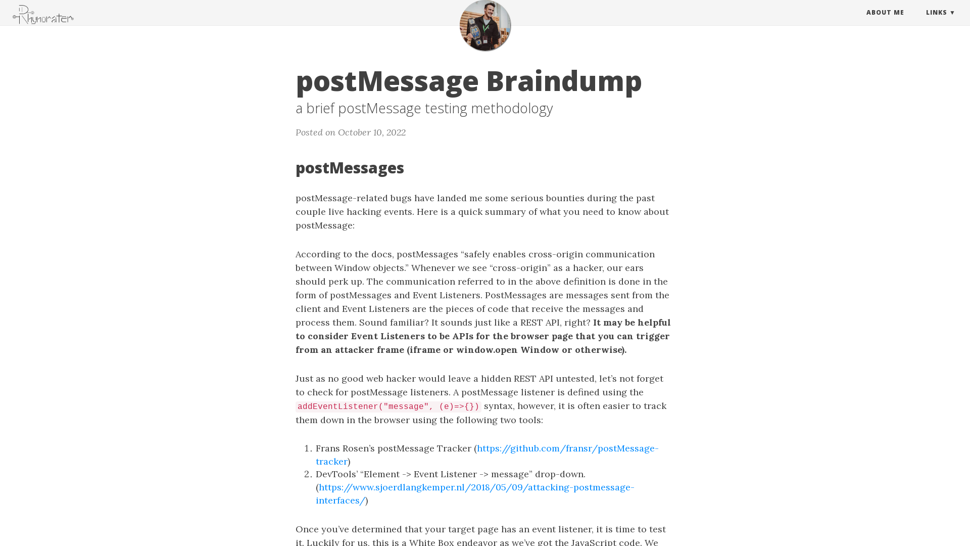 postMessage Braindump