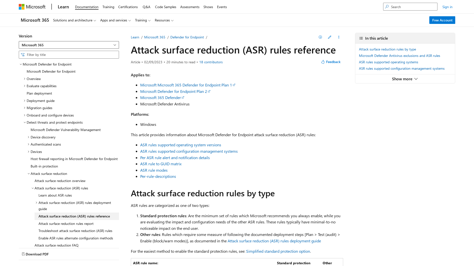 Attack surface reduction rules reference | Microsoft Learn