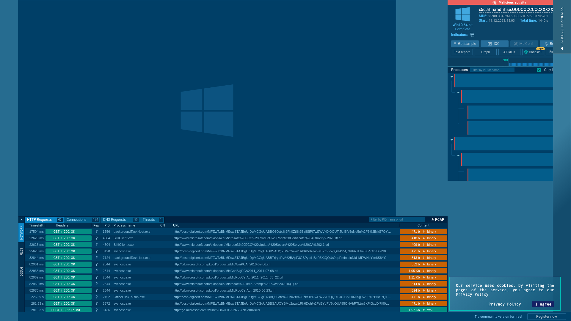 Analysis x5cJrhrsrhdfrhse.OOOOOCCCCCXXXXX (MD5: 259DF394526F5C05D21E776353706201) Malicious activity - Interactive analysis ANY.RUN