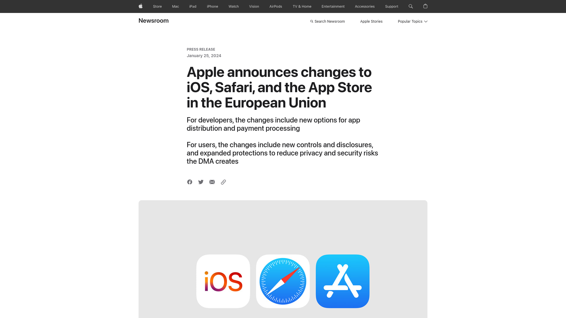 Apple announces changes to iOS, Safari, and the App Store in the European Union - Apple