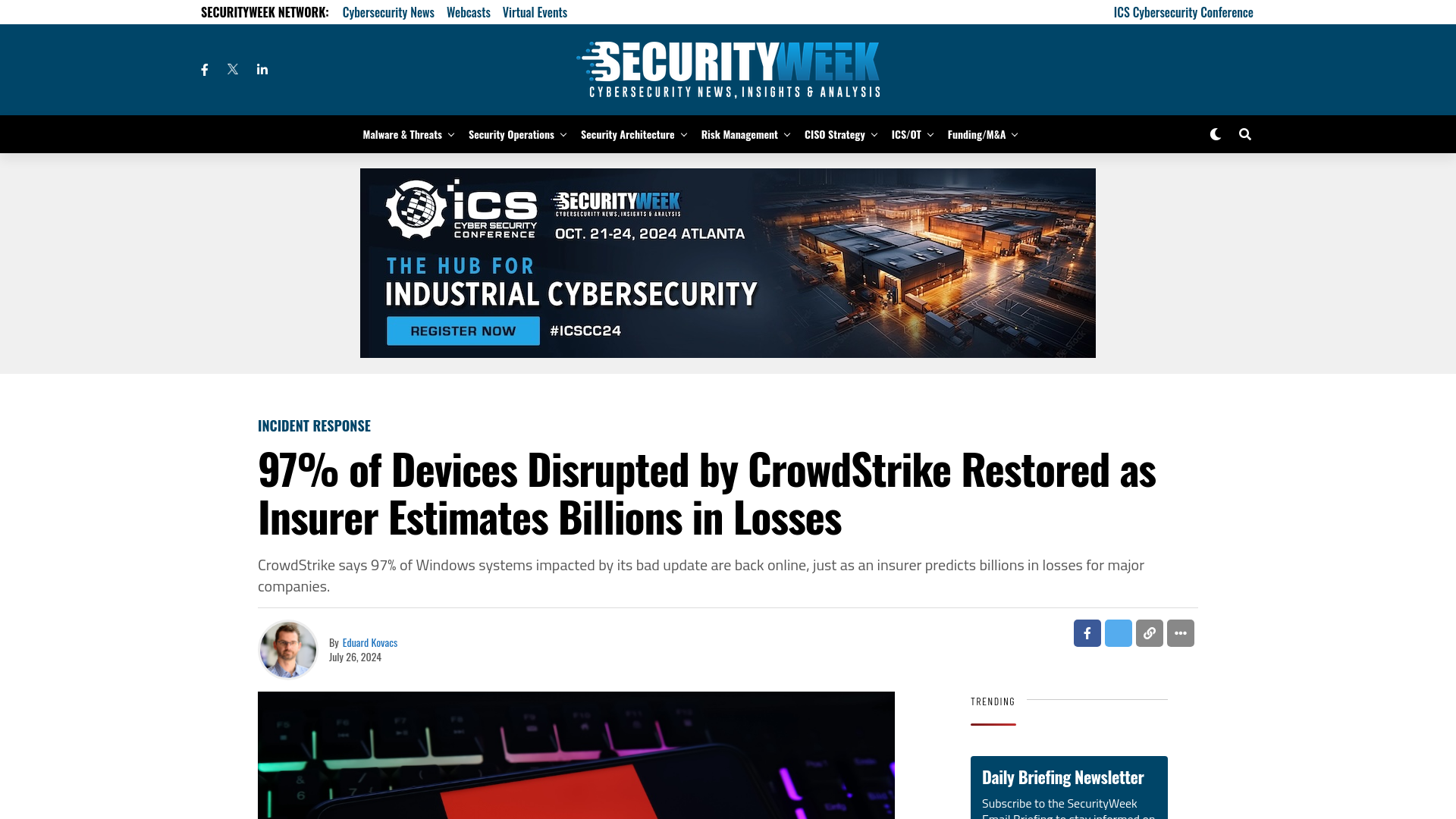 97% of Devices Disrupted by CrowdStrike Restored as Insurer Estimates Billions in Losses - SecurityWeek