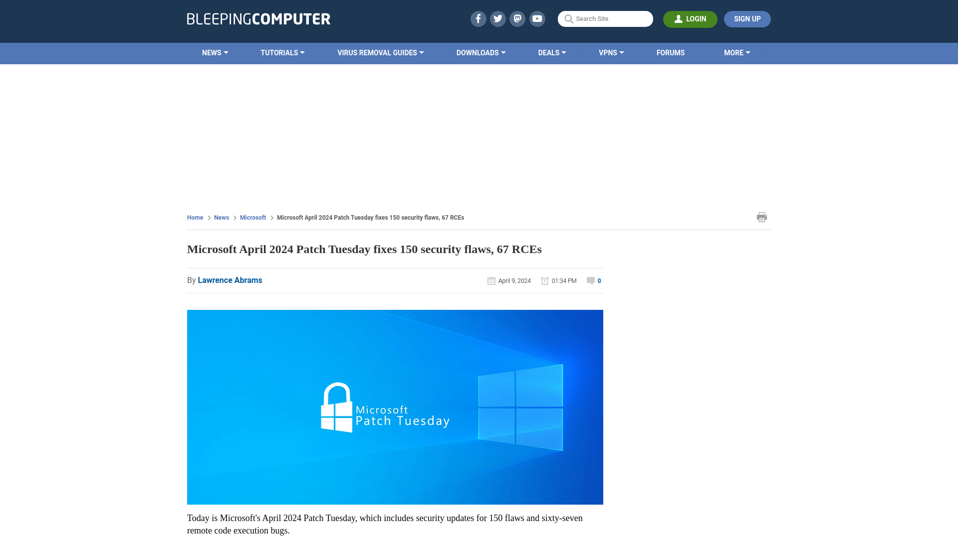 Microsoft April 2024 Patch Tuesday fixes 150 security flaws, 67 RCEs