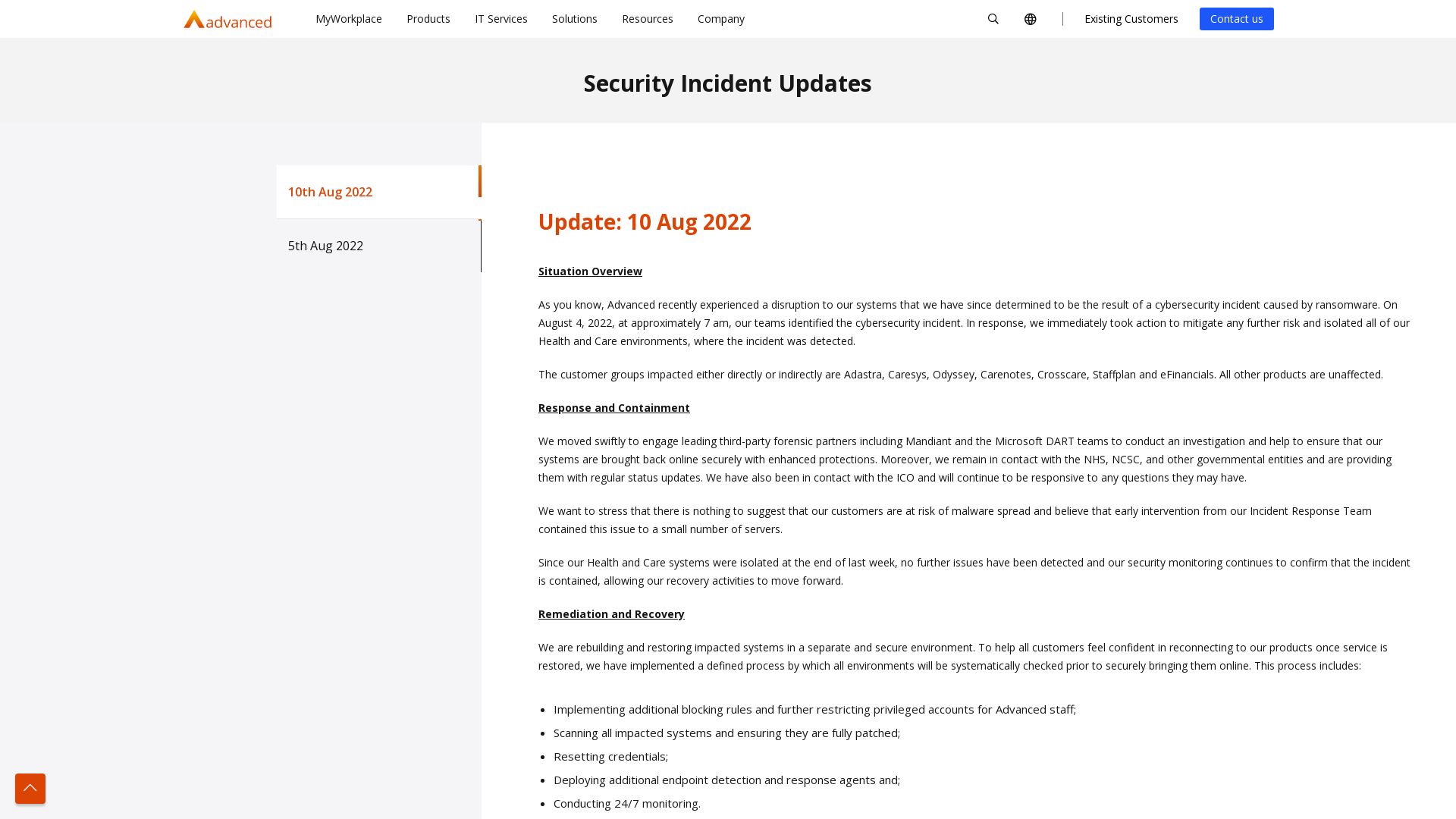 Cyber Incident | Advanced
