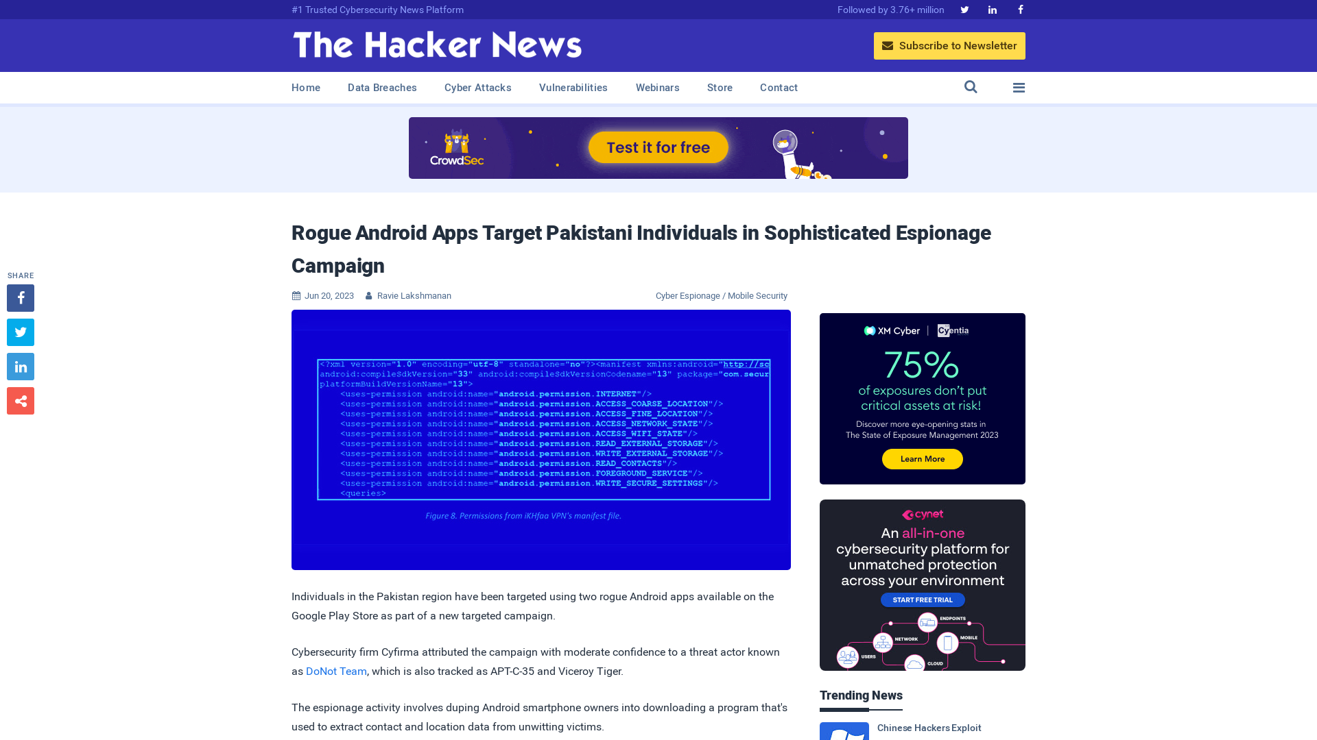 Rogue Android Apps Target Pakistani Individuals in Sophisticated Espionage Campaign