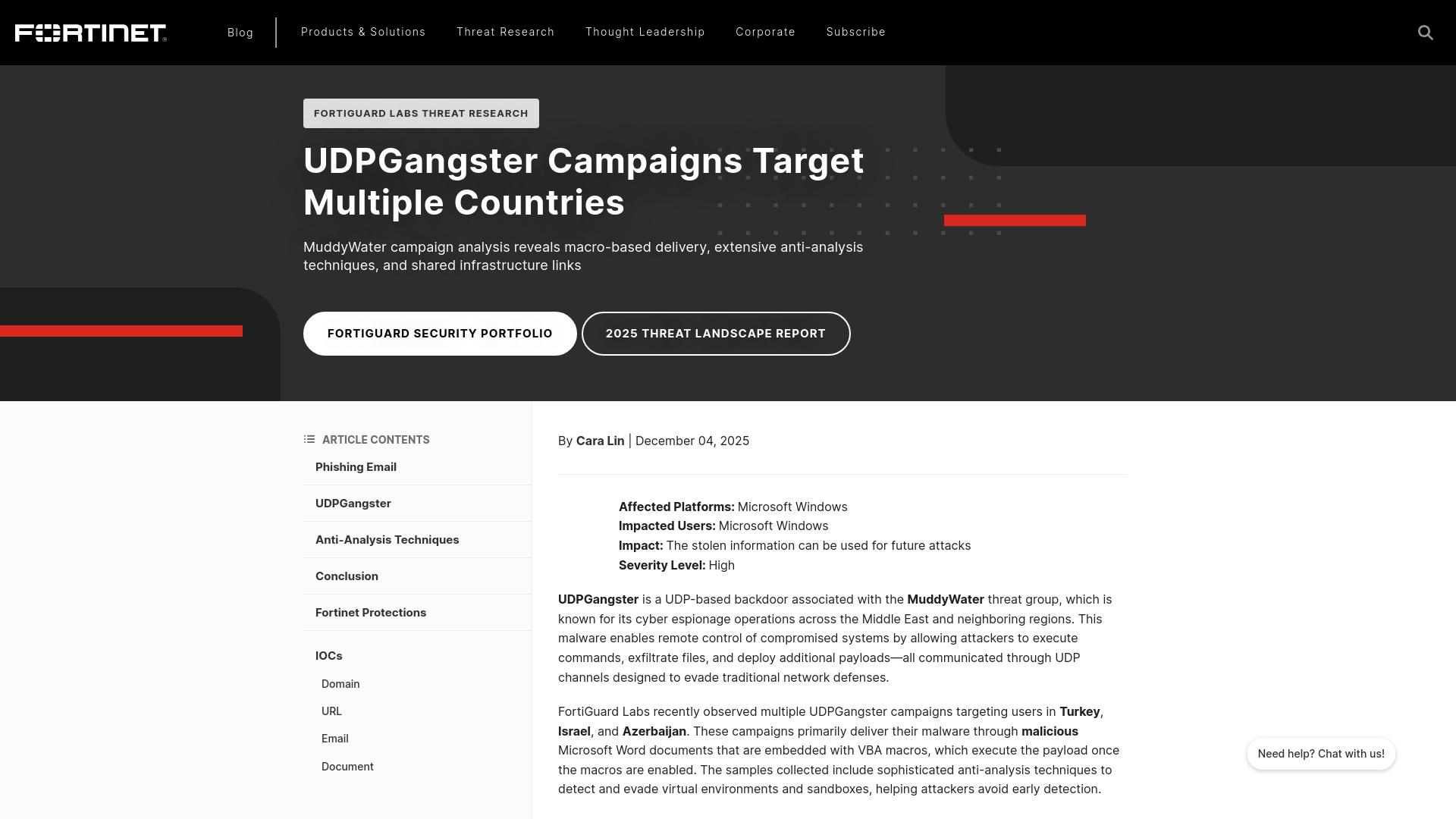 UDPGangster Campaigns Target Multiple Countries | FortiGuard Labs