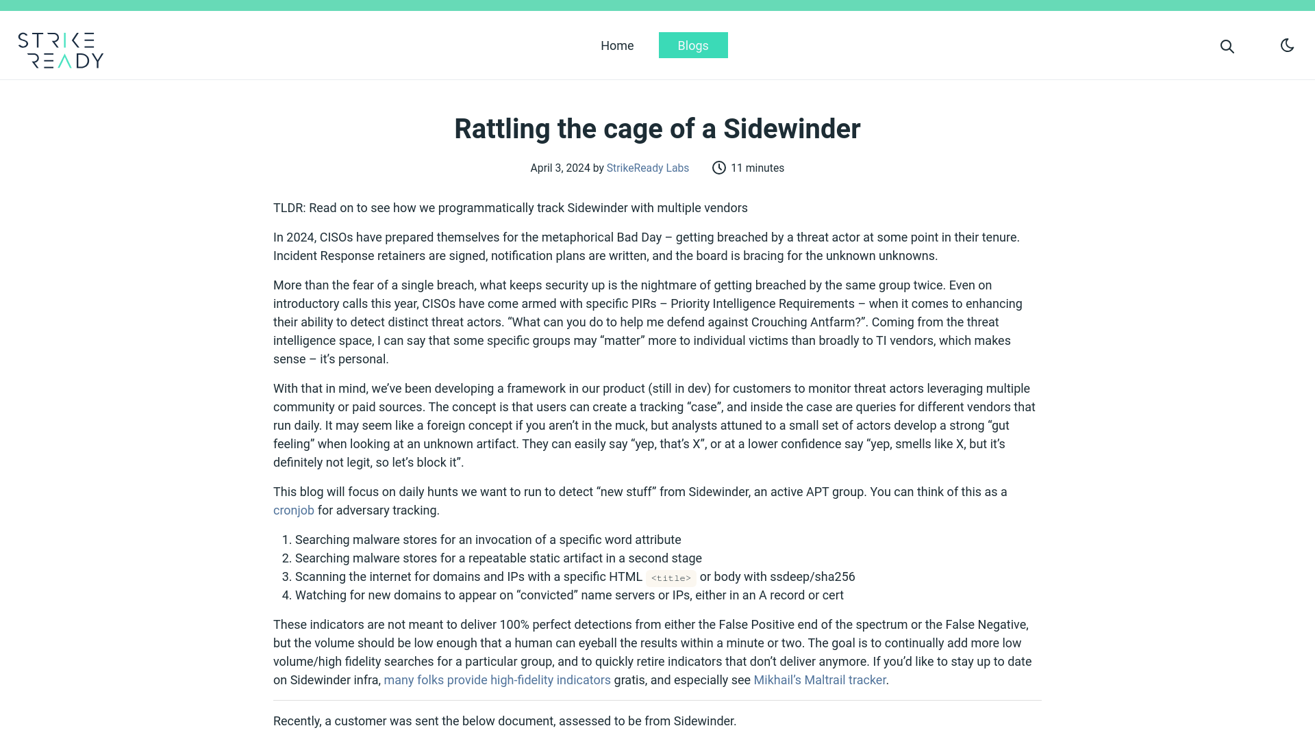 Rattling the cage of a Sidewinder | StrikeReady Blog