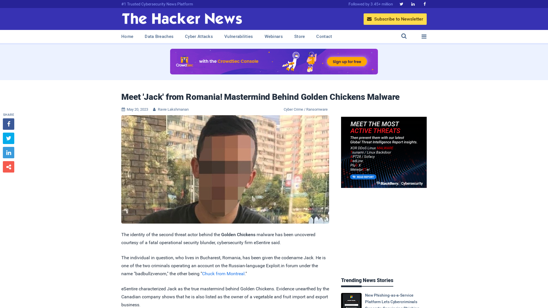 Meet 'Jack' from Romania! Mastermind Behind Golden Chickens Malware