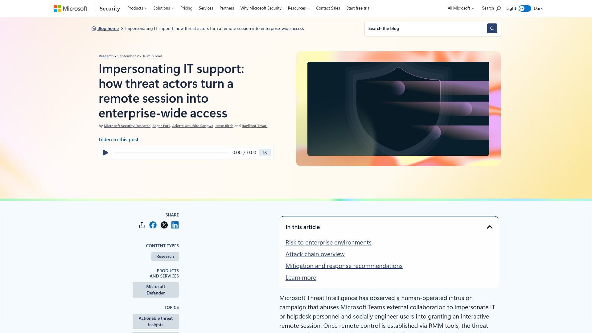 Impersonating IT support: how threat actors turn a remote session into enterprise-wide access | Microsoft Security Blog