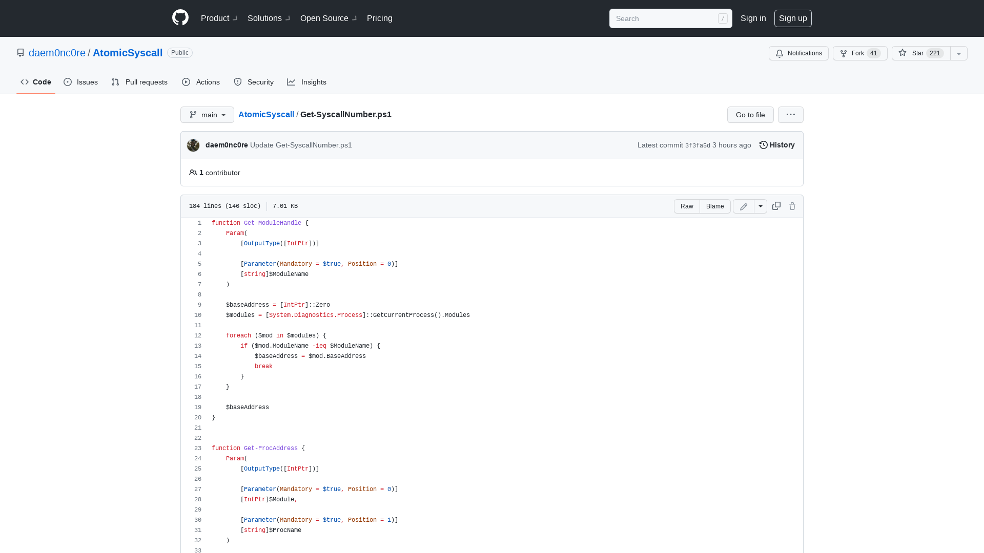 AtomicSyscall/Get-SyscallNumber.ps1 at main · daem0nc0re/AtomicSyscall · GitHub