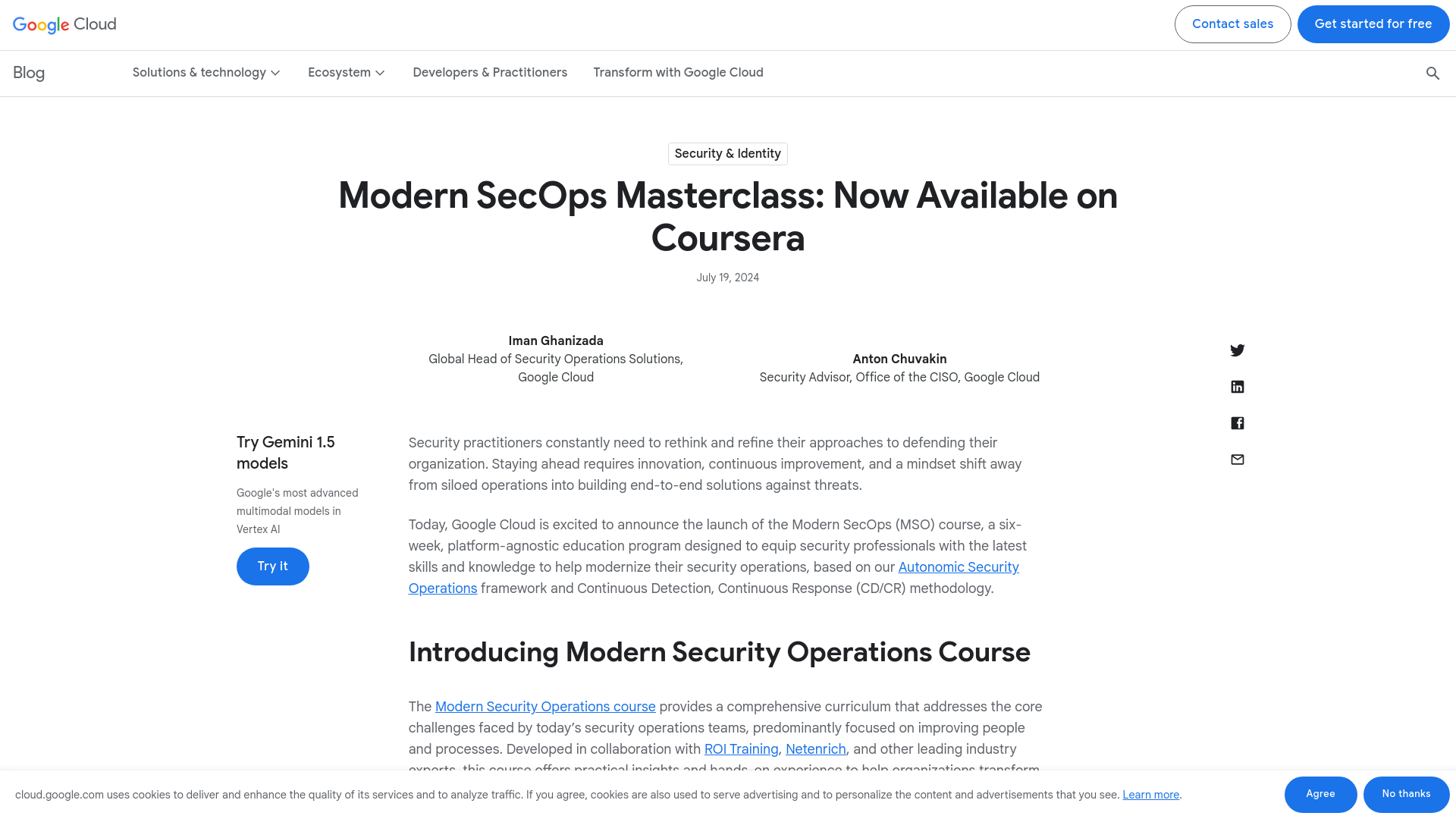 Learn how to transform your security operations with our new Modern SecOps Masterclass | Google Cloud Blog