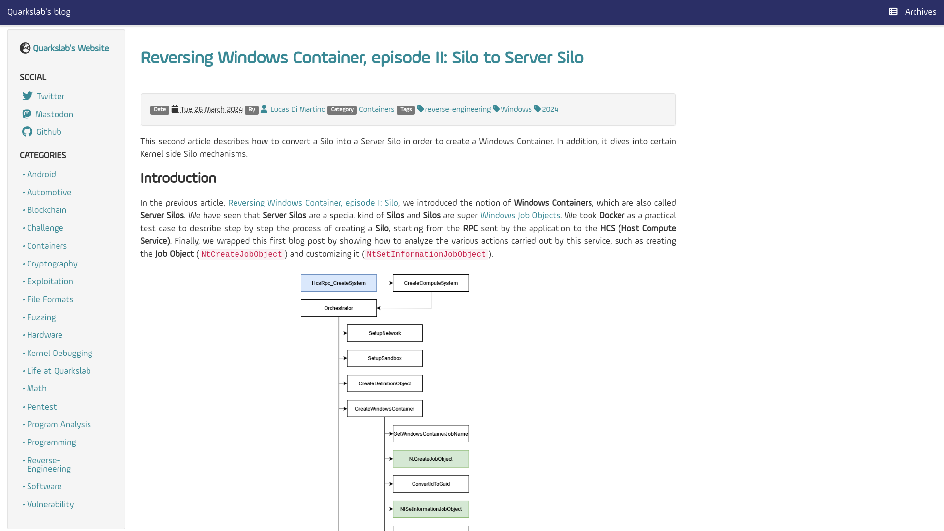 Reversing Windows Container, episode II: Silo to Server Silo - Quarkslab's blog