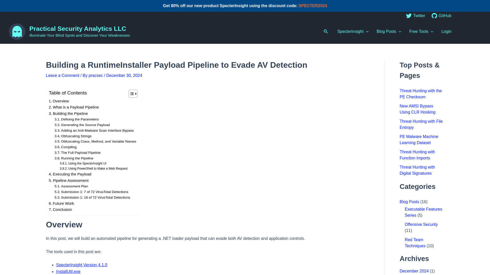 Building a RuntimeInstaller Payload Pipeline to Evade AV Detection – Practical Security Analytics LLC