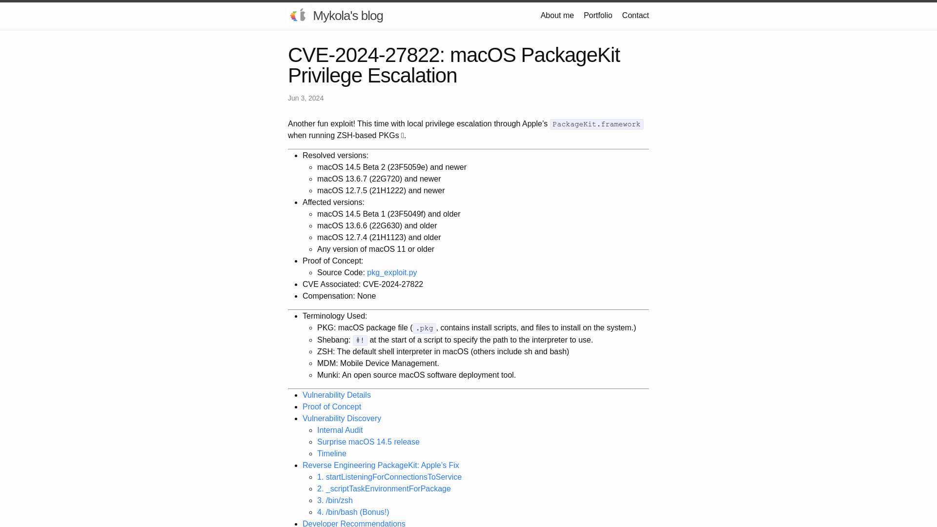 CVE-2024-27822: macOS PackageKit Privilege Escalation | Mykola’s blog