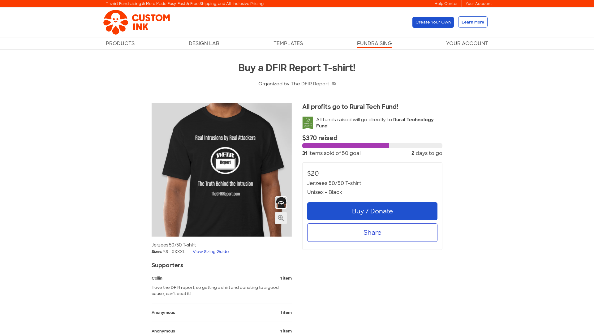 Buy a DFIR Report T-shirt! Custom Ink Fundraising