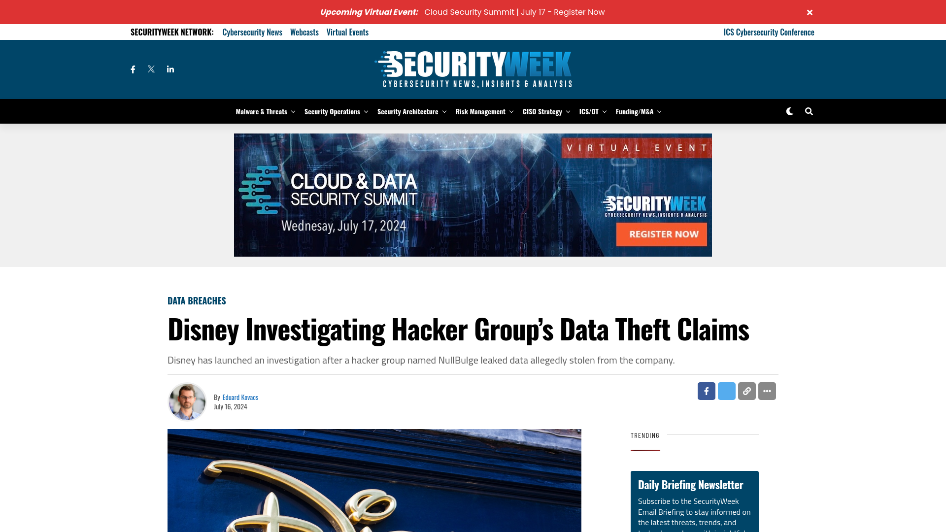 Disney Investigating Hacker Group's Data Theft Claims - SecurityWeek