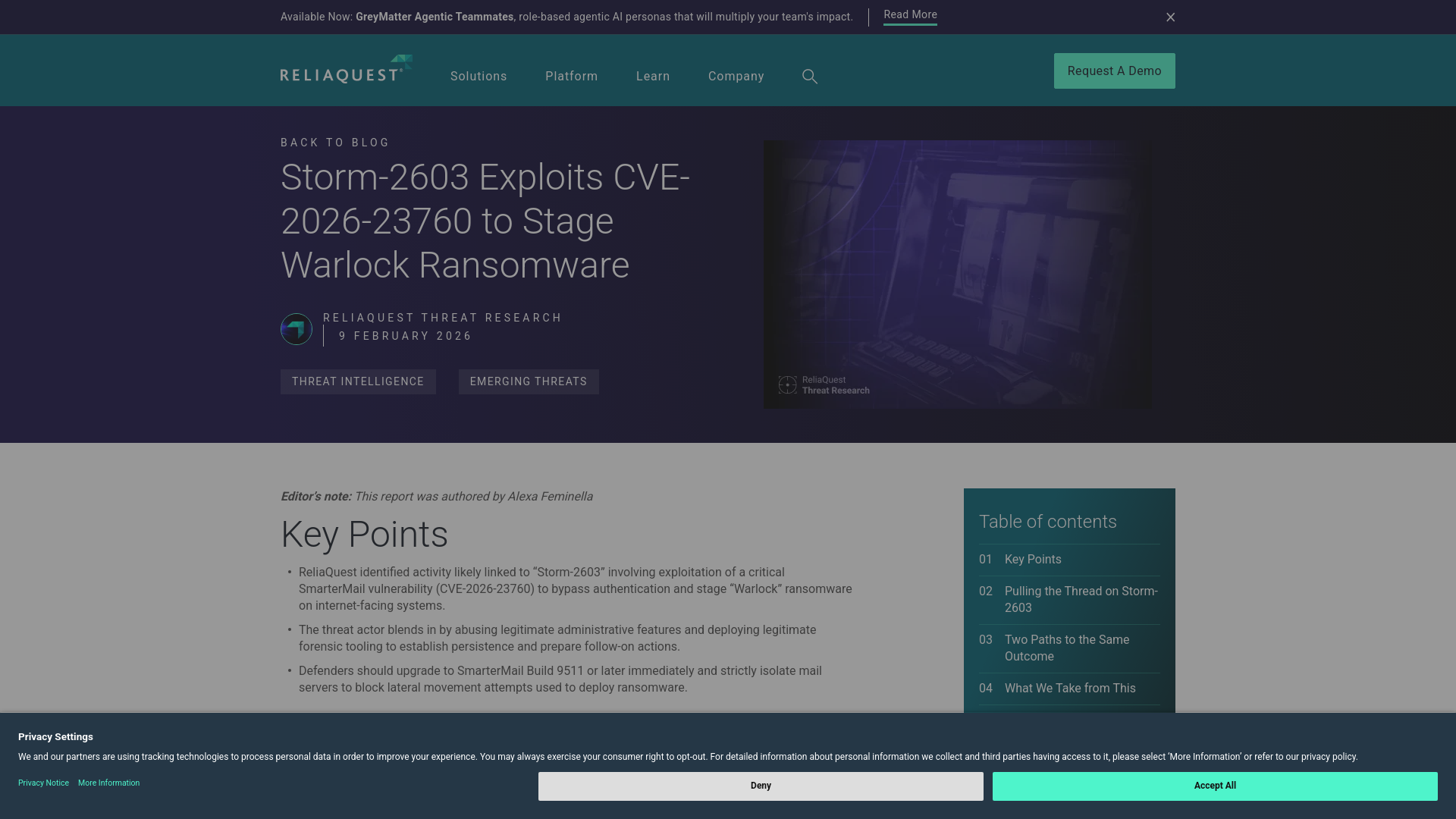 Storm-2603 Exploits CVE-2026-23760 to Stage Warlock Ransomware
