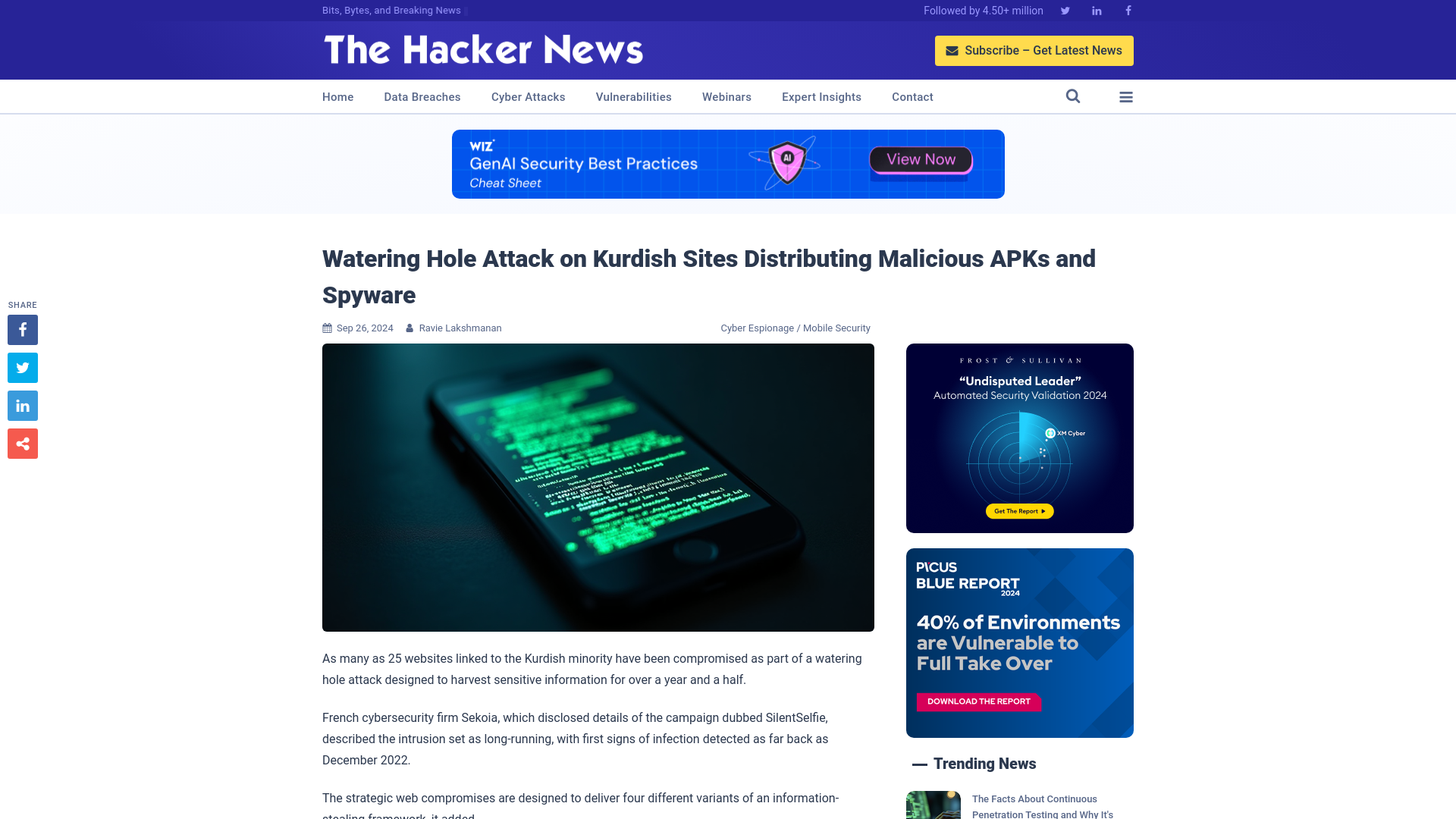 Watering Hole Attack on Kurdish Sites Distributing Malicious APKs and Spyware