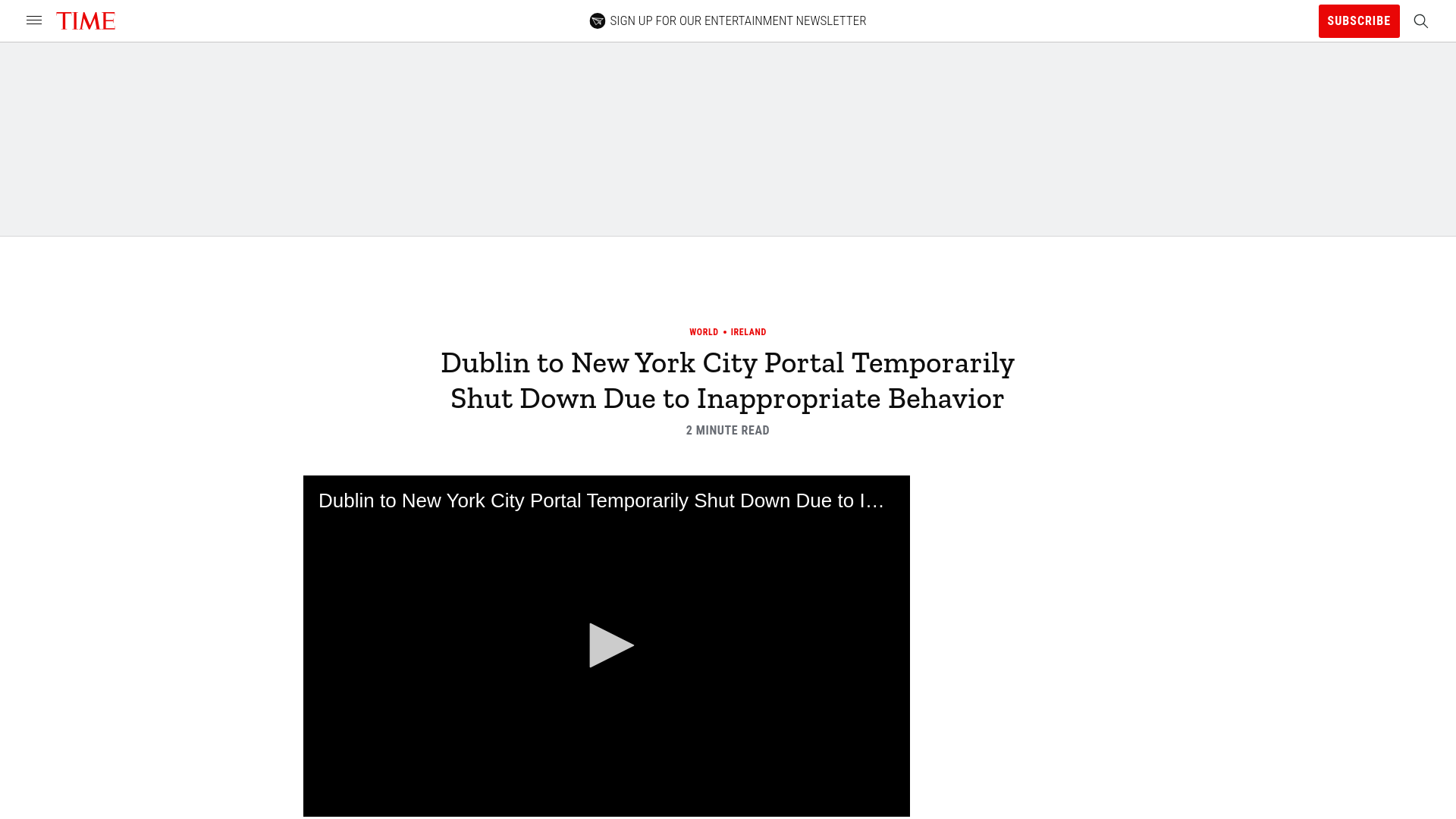 Dublin to NY Portal Shut Down Due to Inappropriate Behavior | TIME