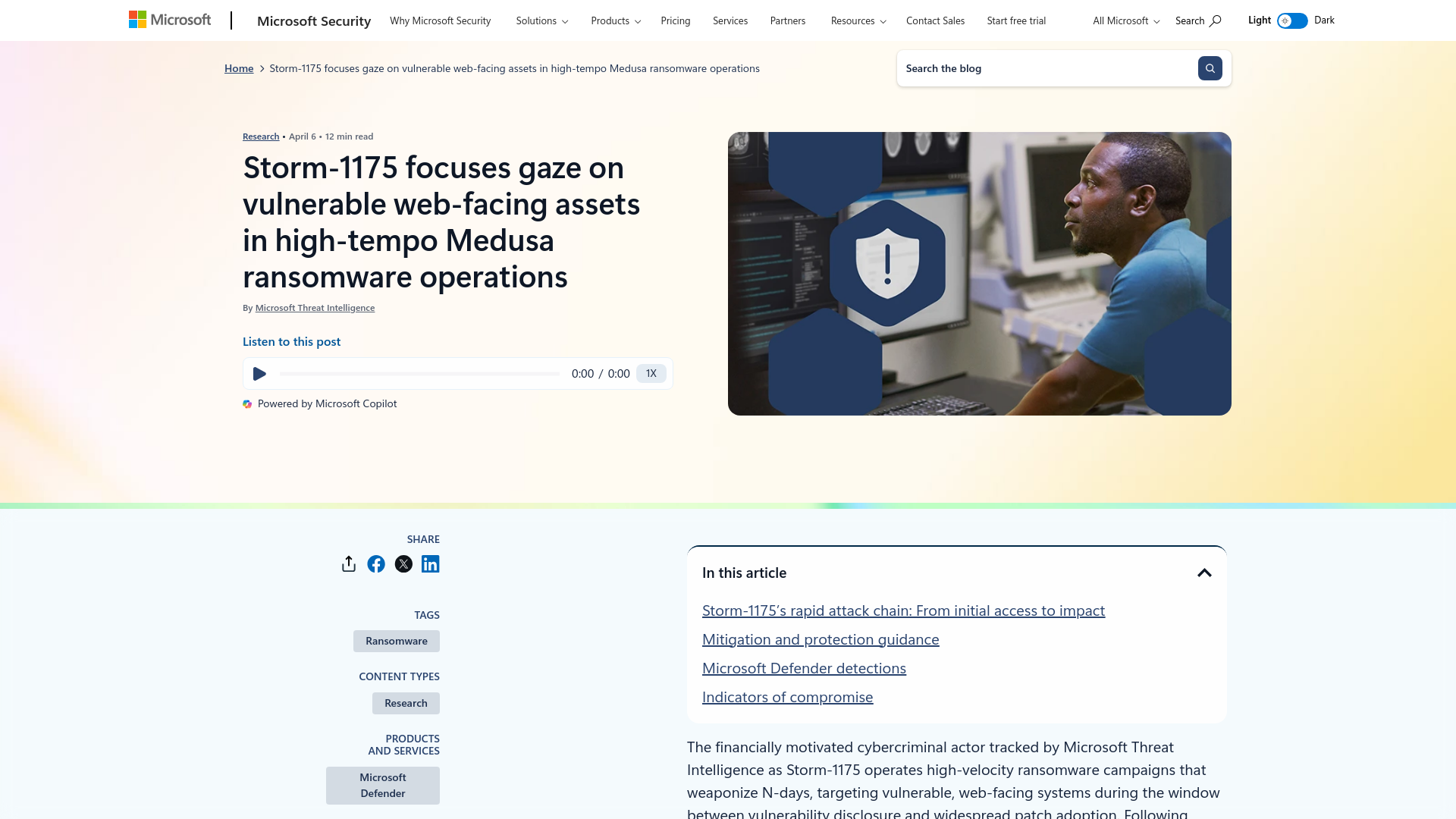 Storm-1175 focuses gaze on vulnerable web-facing assets in high-tempo Medusa ransomware operations | Microsoft Security Blog