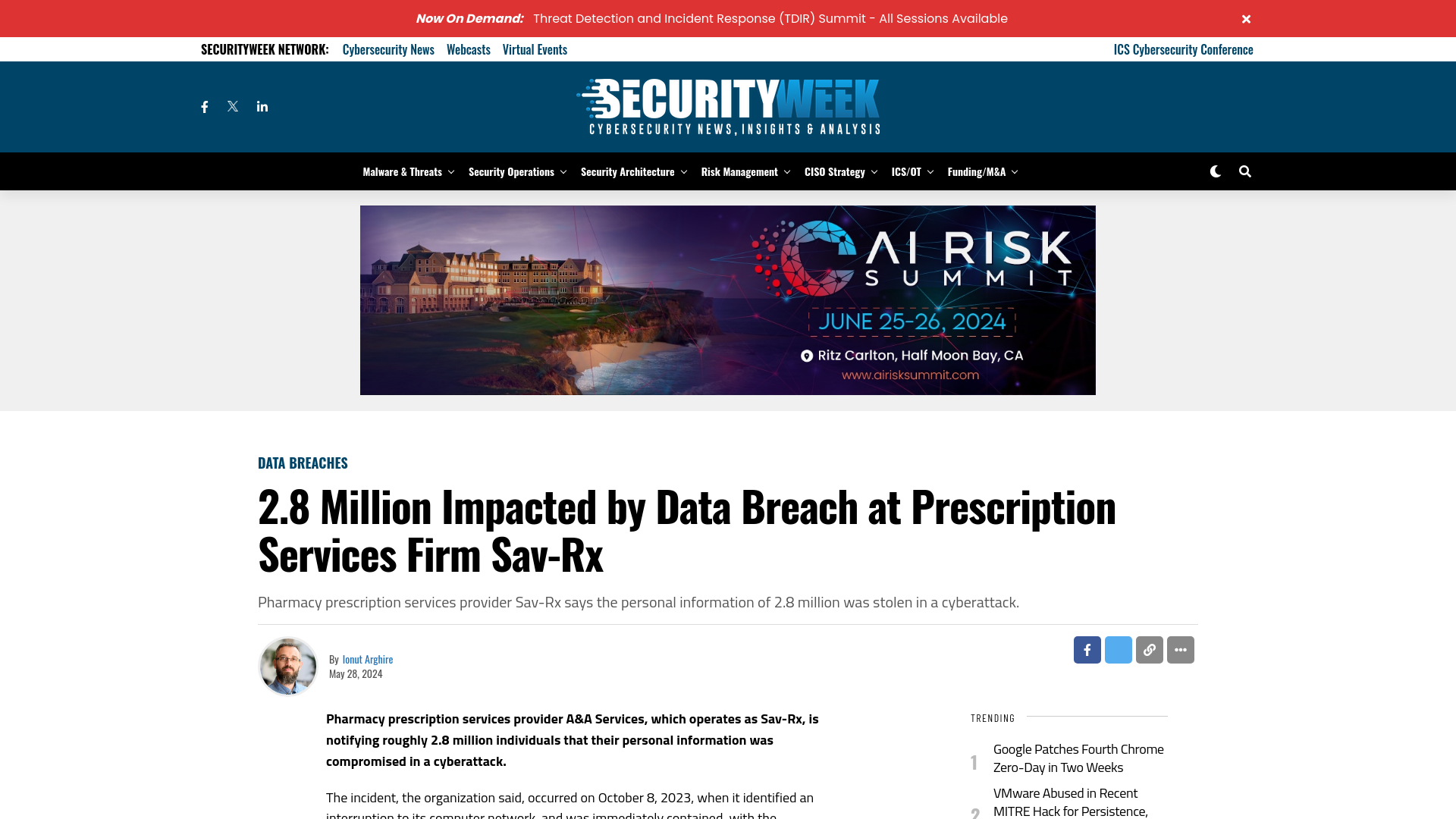 2.8 Million Impacted by Data Breach at Prescription Services Firm Sav-Rx - SecurityWeek