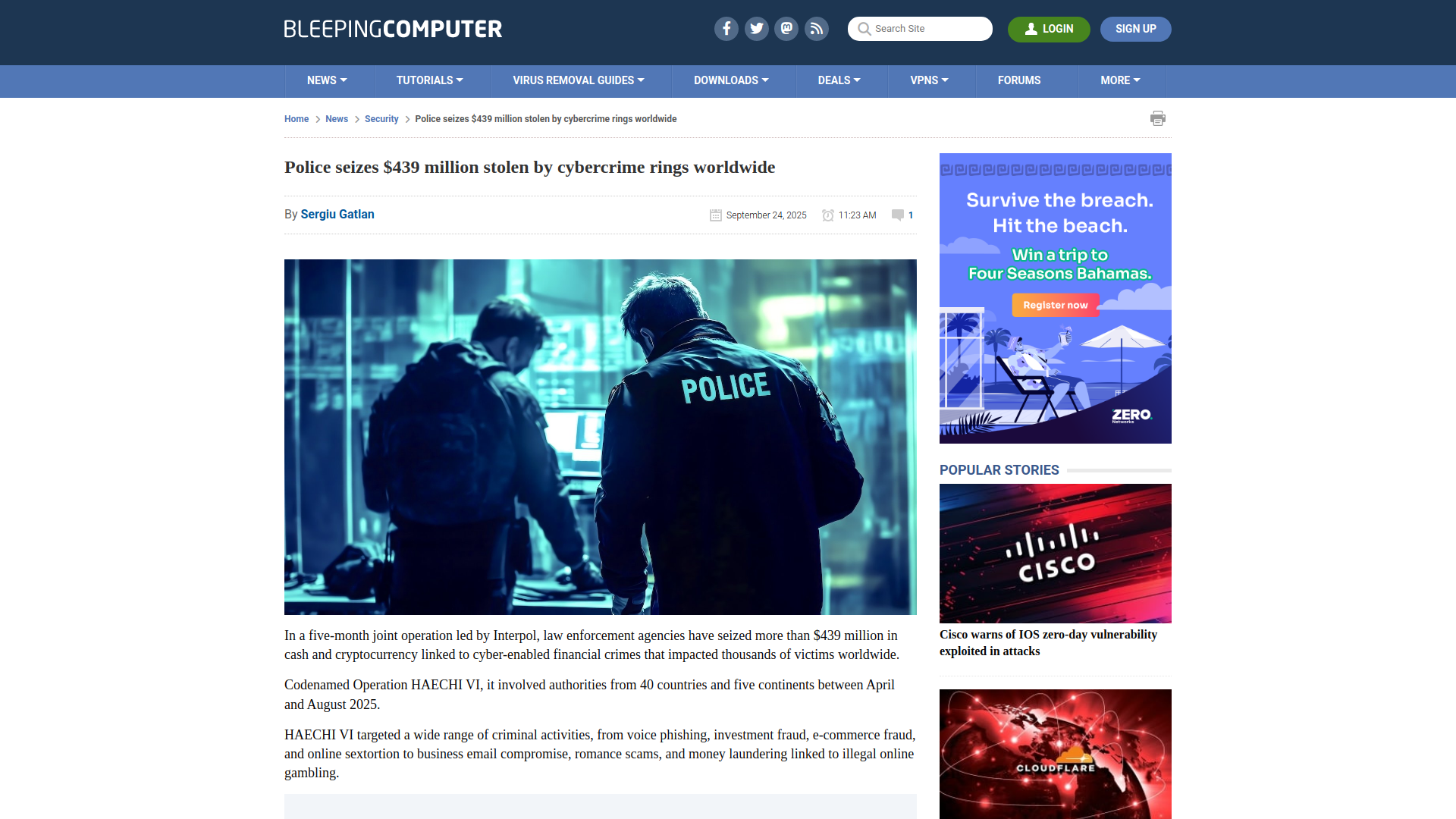 Police seizes $439 million stolen by cybercrime rings worldwide