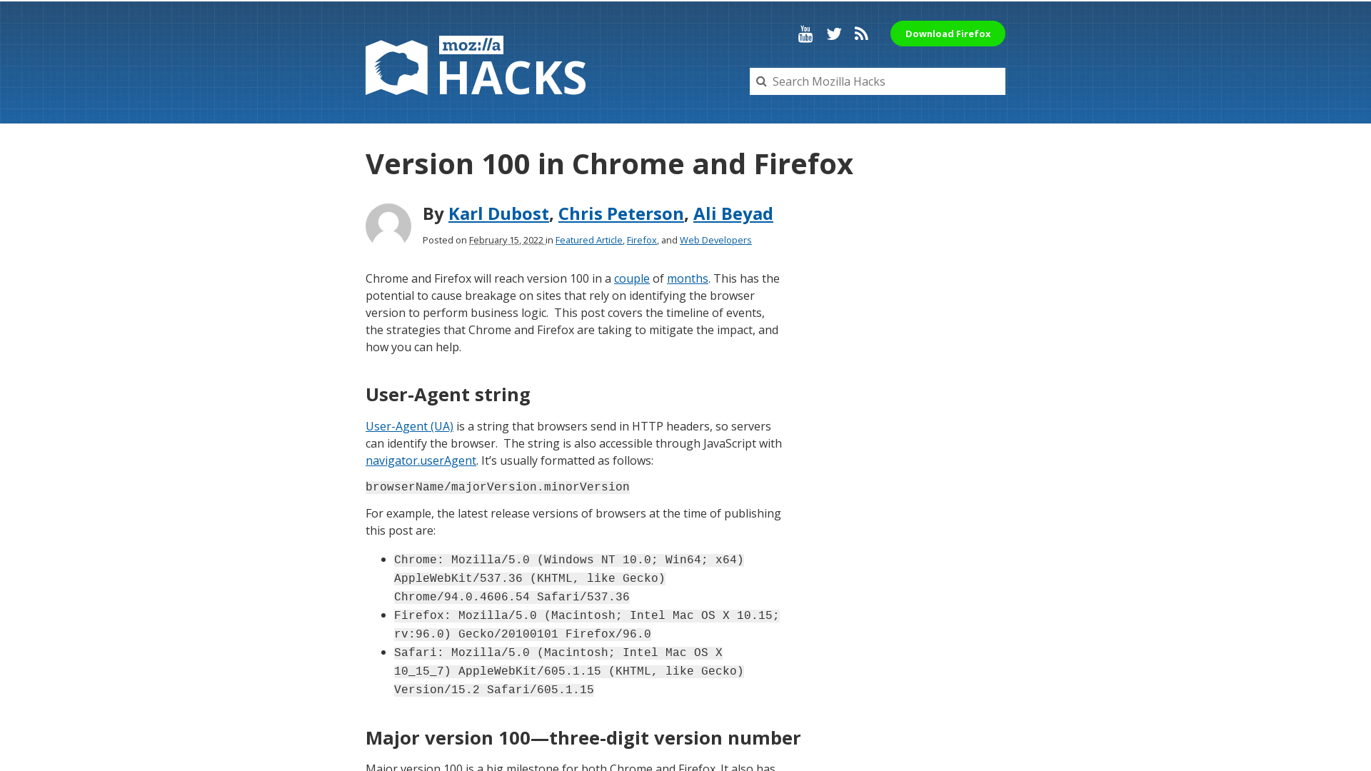 Version 100 in Chrome and Firefox - Mozilla Hacks - the Web developer blog