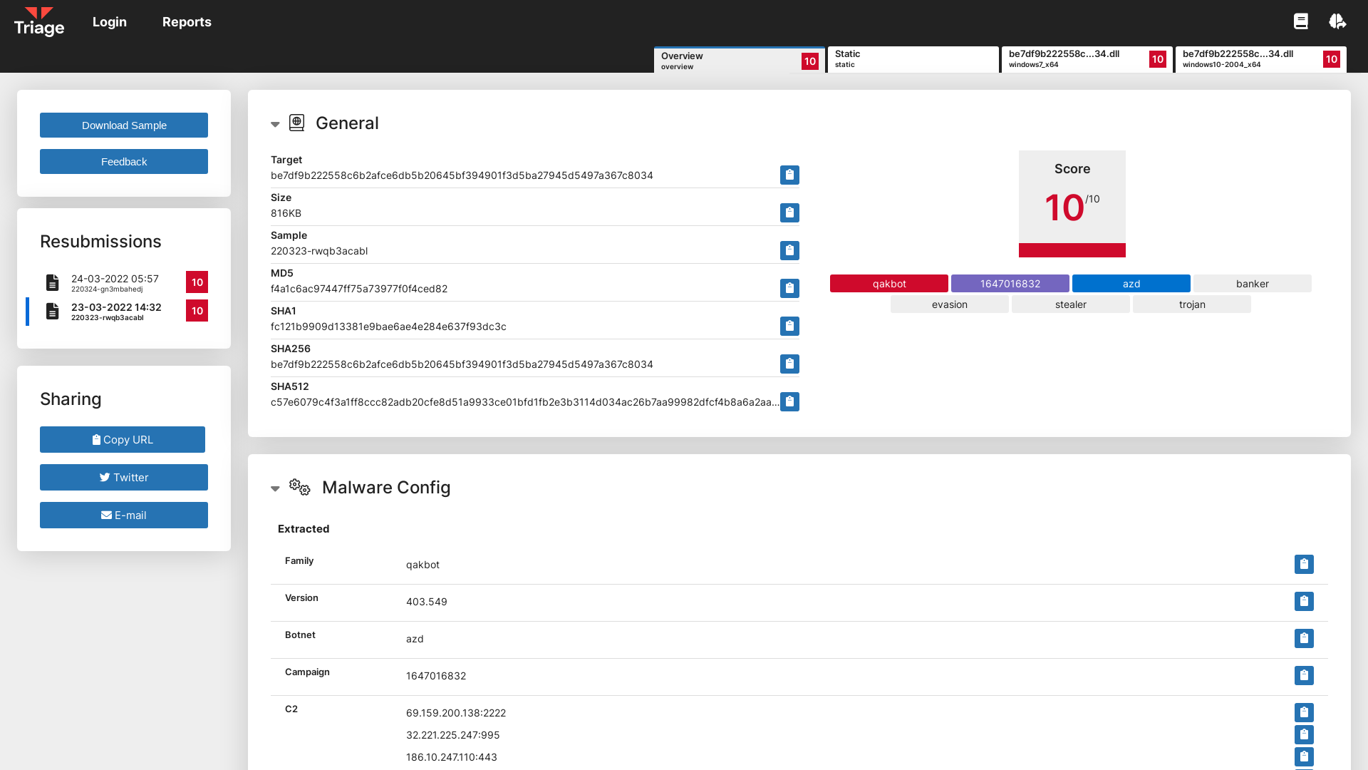 Triage | Malware sandboxing report by Hatching Triage
