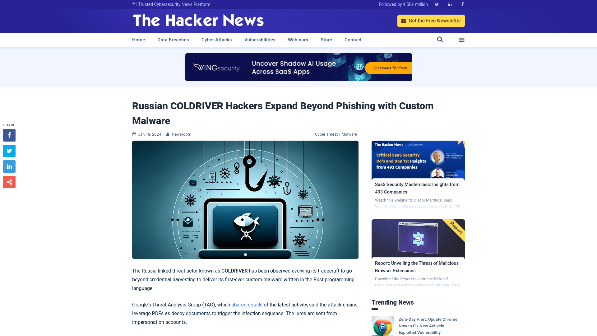 Russian COLDRIVER Hackers Expand Beyond Phishing with Custom Malware