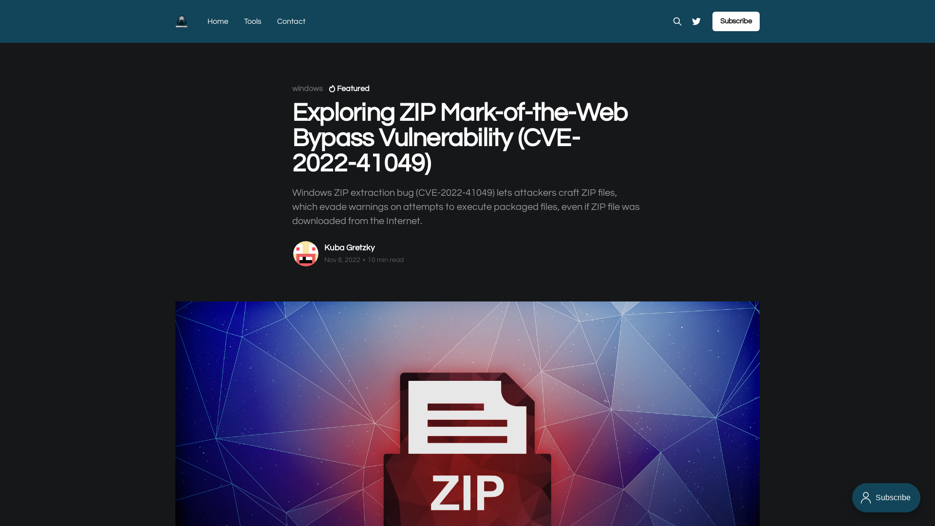 Exploring ZIP Mark-of-the-Web Bypass Vulnerability (CVE-2022-41049)