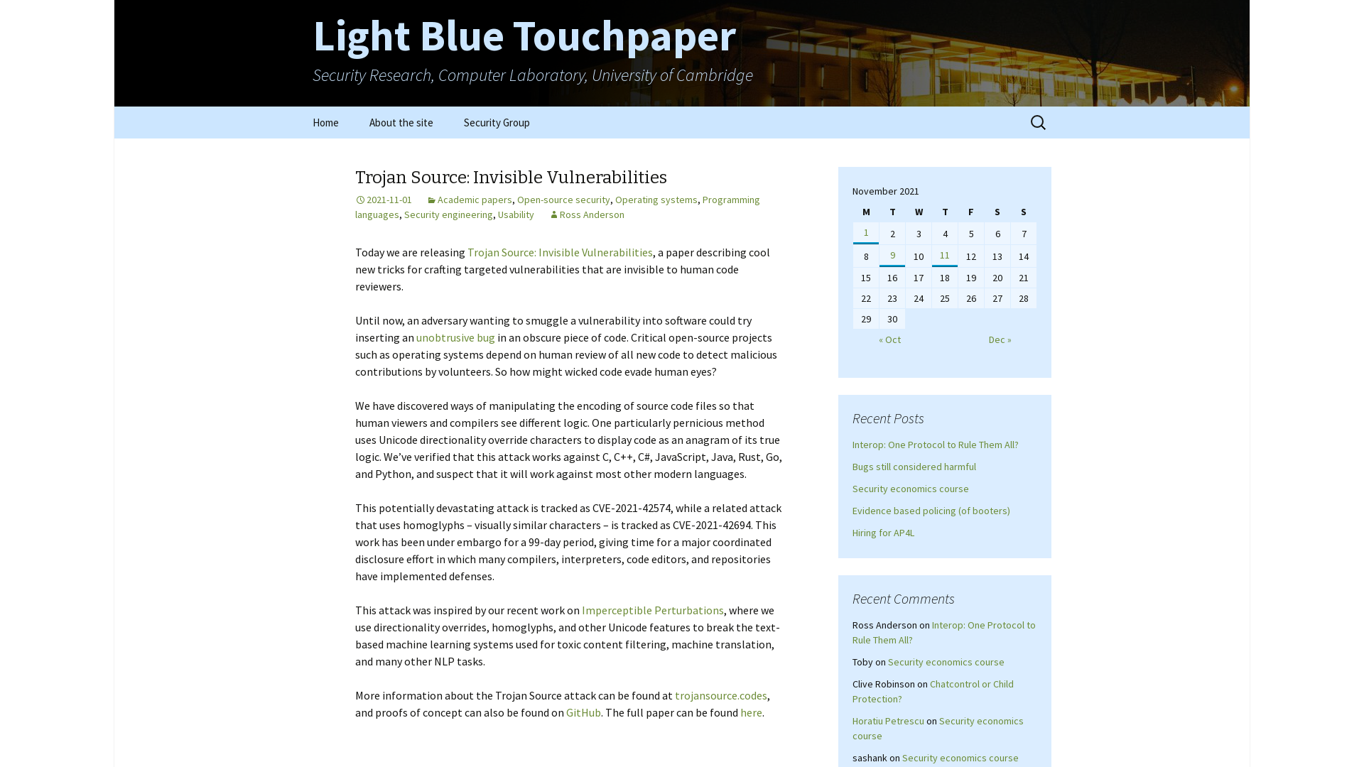 Trojan Source: Invisible Vulnerabilities | Light Blue Touchpaper