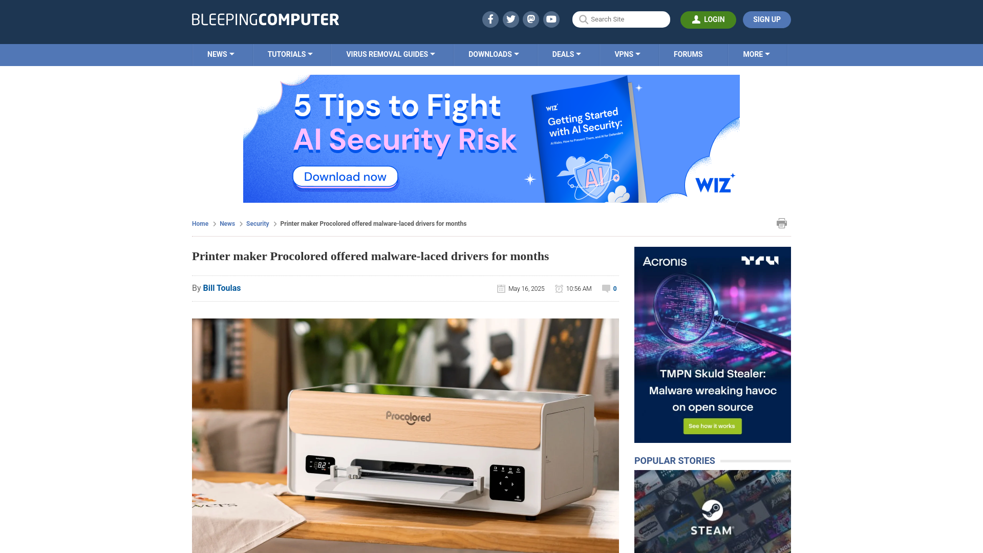 Printer maker Procolored offered malware-laced drivers for months