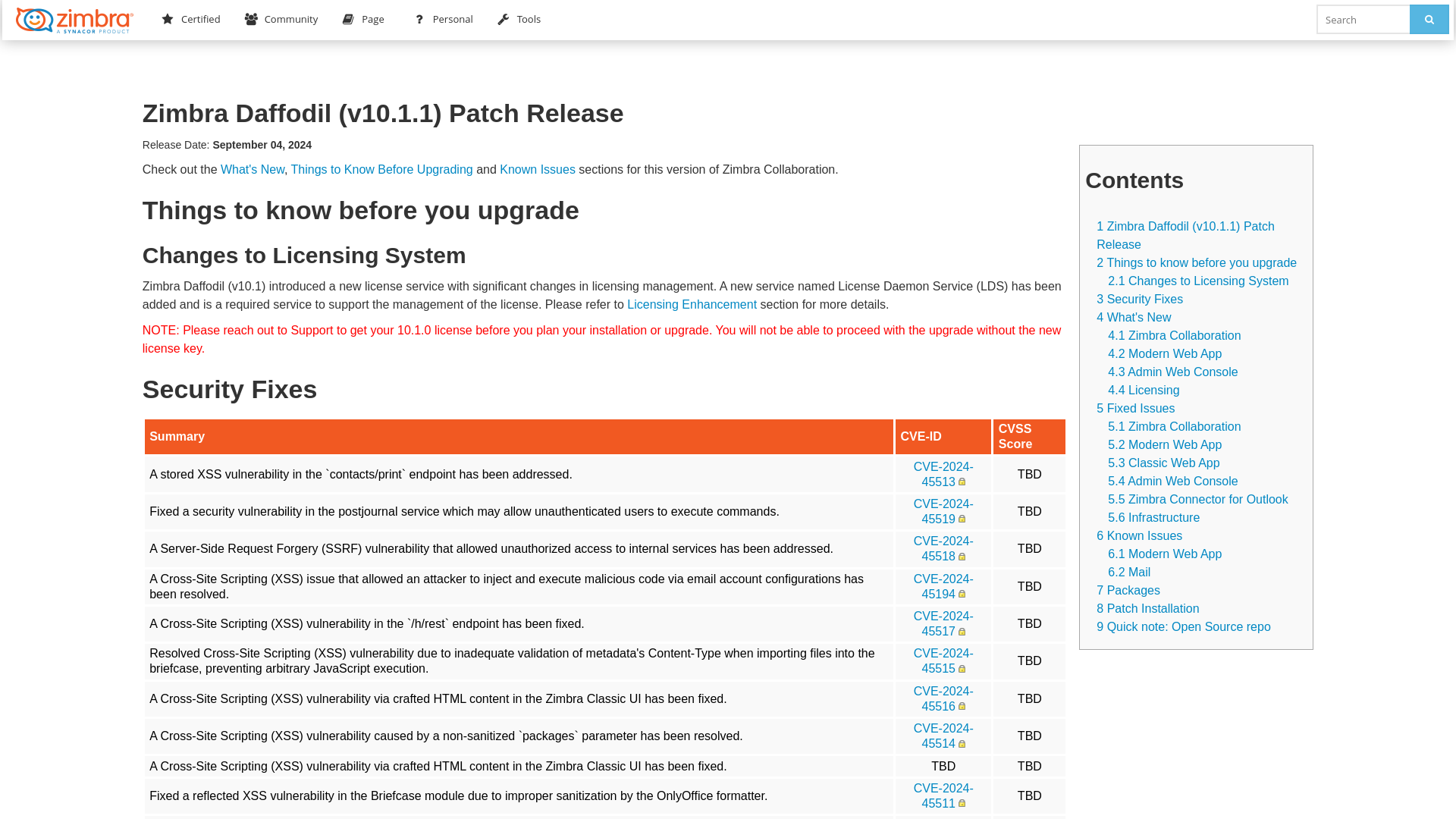 Zimbra Releases/10.1.1 - Zimbra :: Tech Center