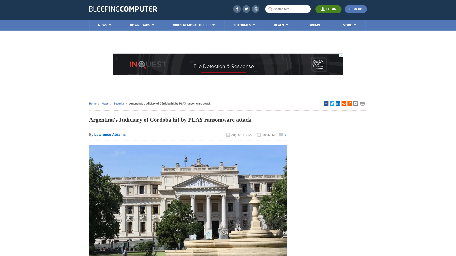 Argentina's Judiciary of Córdoba hit by PLAY ransomware attack