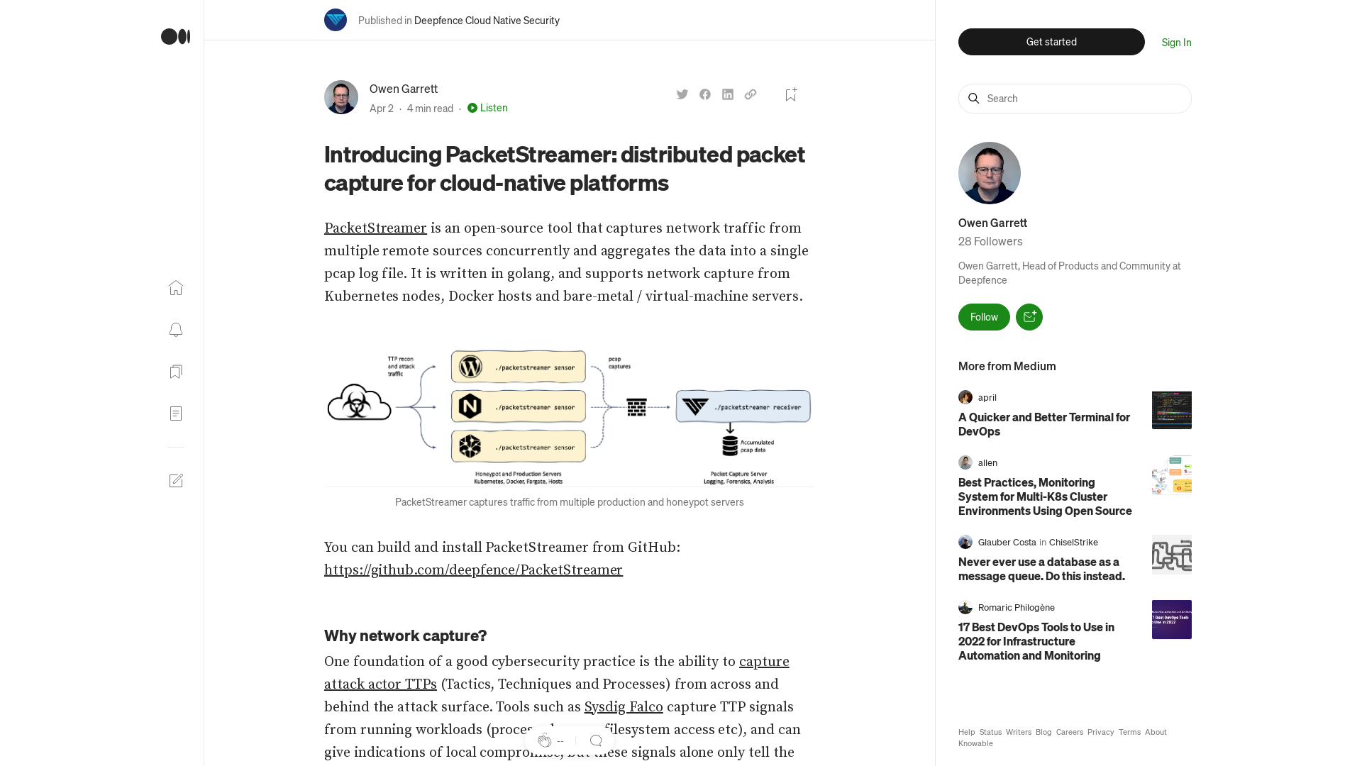Introducing PacketStreamer: distributed packet capture for cloud-native platforms | by Owen Garrett | Deepfence Cloud Native Security | Medium